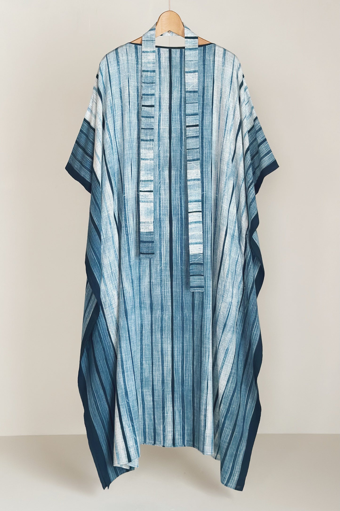 CRISTASEYA CAFTAN INDIGO DYED HANDWOVEN