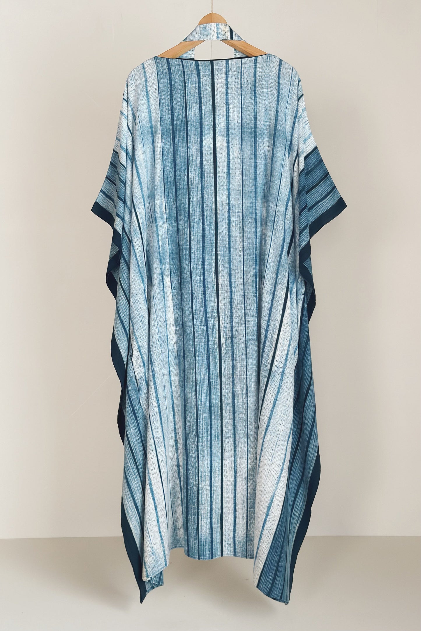 CRISTASEYA CAFTAN INDIGO DYED HANDWOVEN