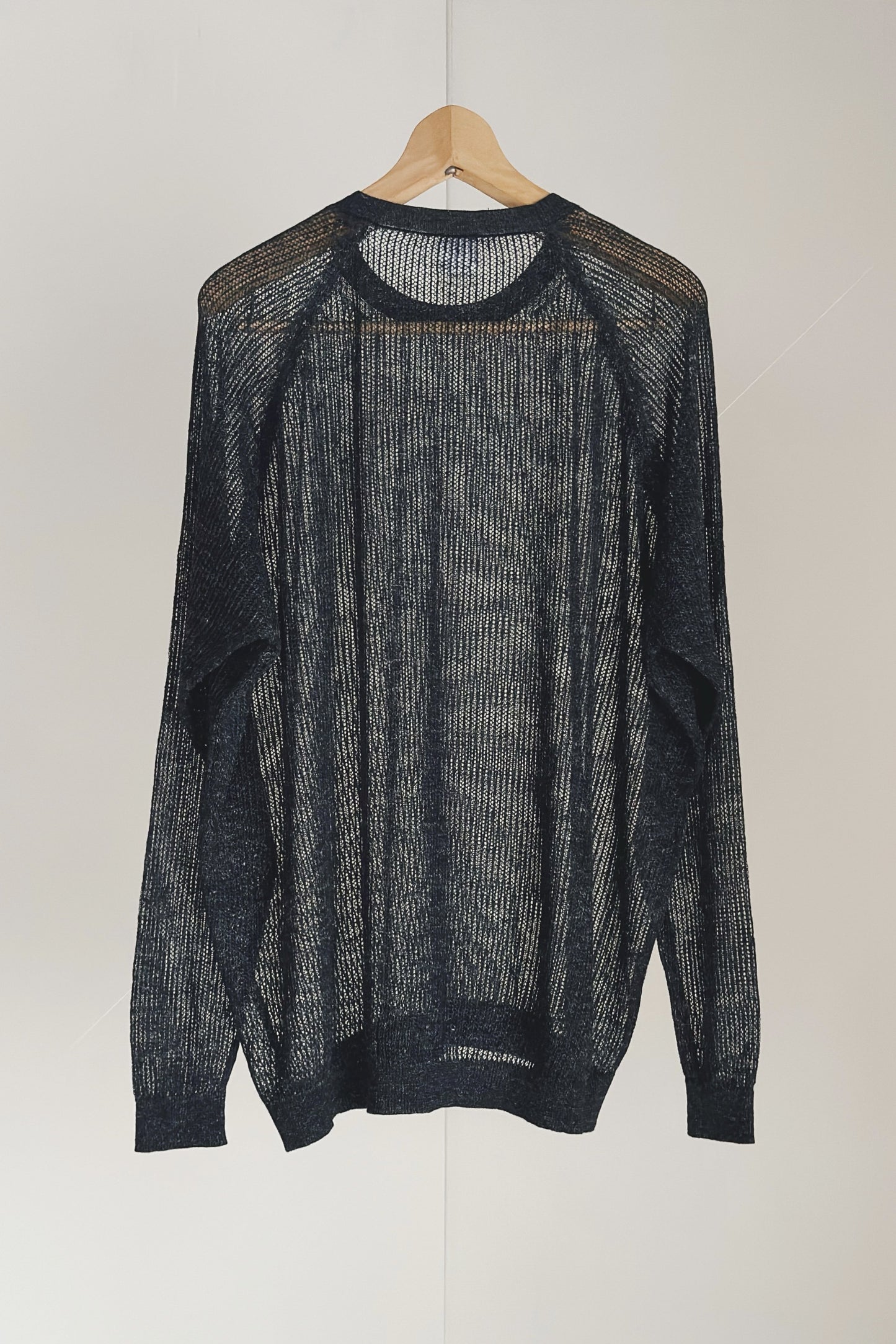 JAN-JAN VAN ESSCHE LONG SLEEVE MESH TEE LINEN COTTON YARN ANTHRACITE