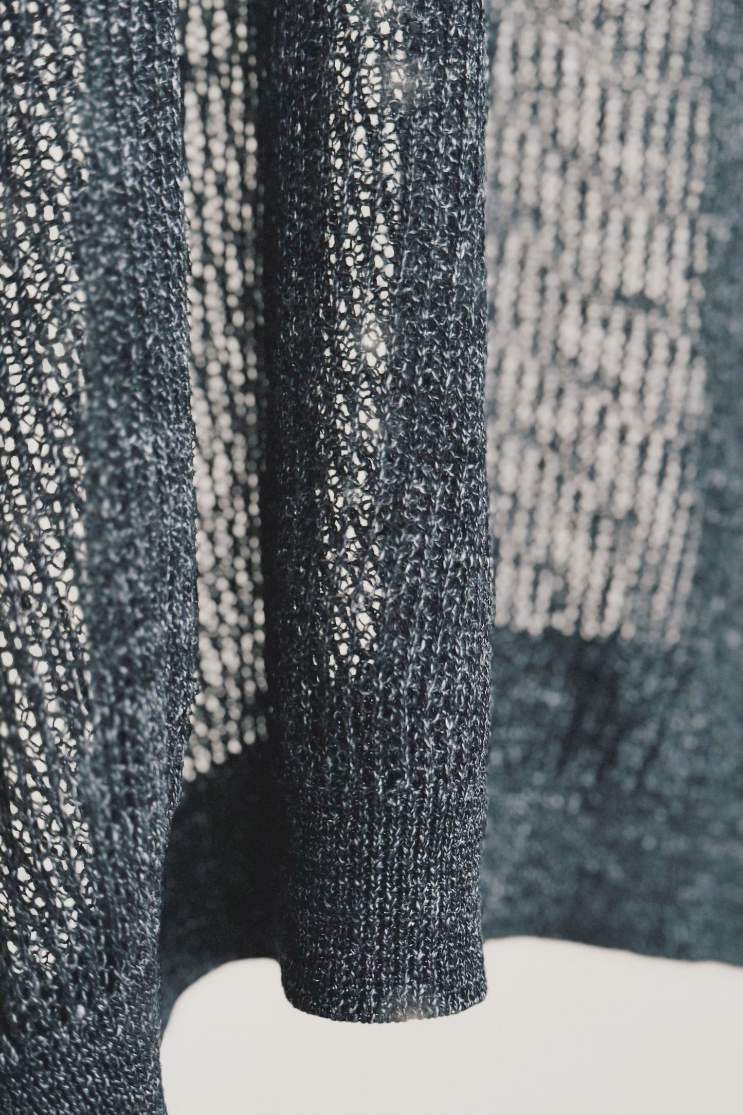 JAN-JAN VAN ESSCHE LONG SLEEVE MESH TEE LINEN COTTON YARN ANTHRACITE