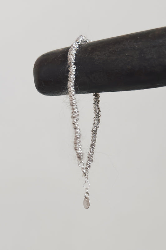 17 BRACELET FRONCÉ STEPHANIE SCHNEIDER ARGENT STERLING 925 ET MOHAIR