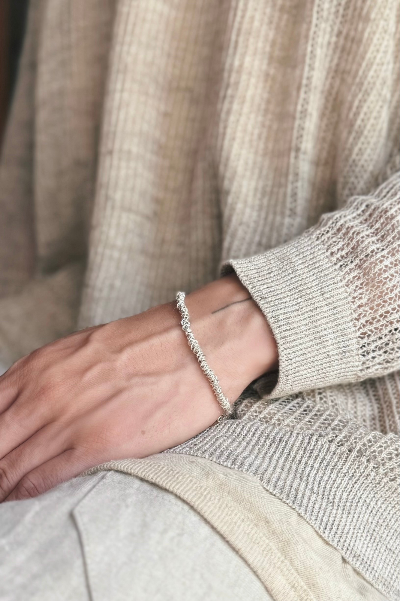 17 BRACELET FRONCÉ STEPHANIE SCHNEIDER ARGENT STERLING 925 ET MOHAIR
