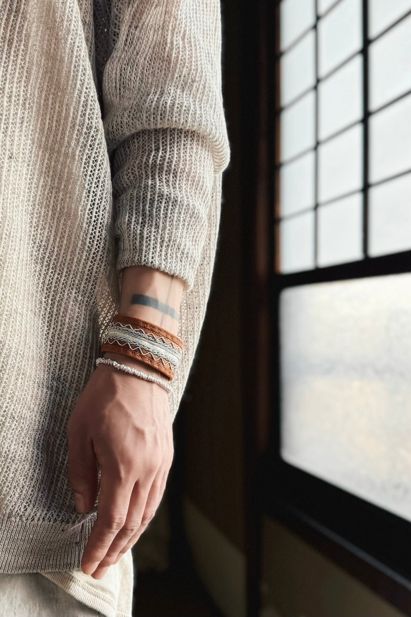 17 BRACELET FRONCÉ STEPHANIE SCHNEIDER ARGENT STERLING 925 ET MOHAIR