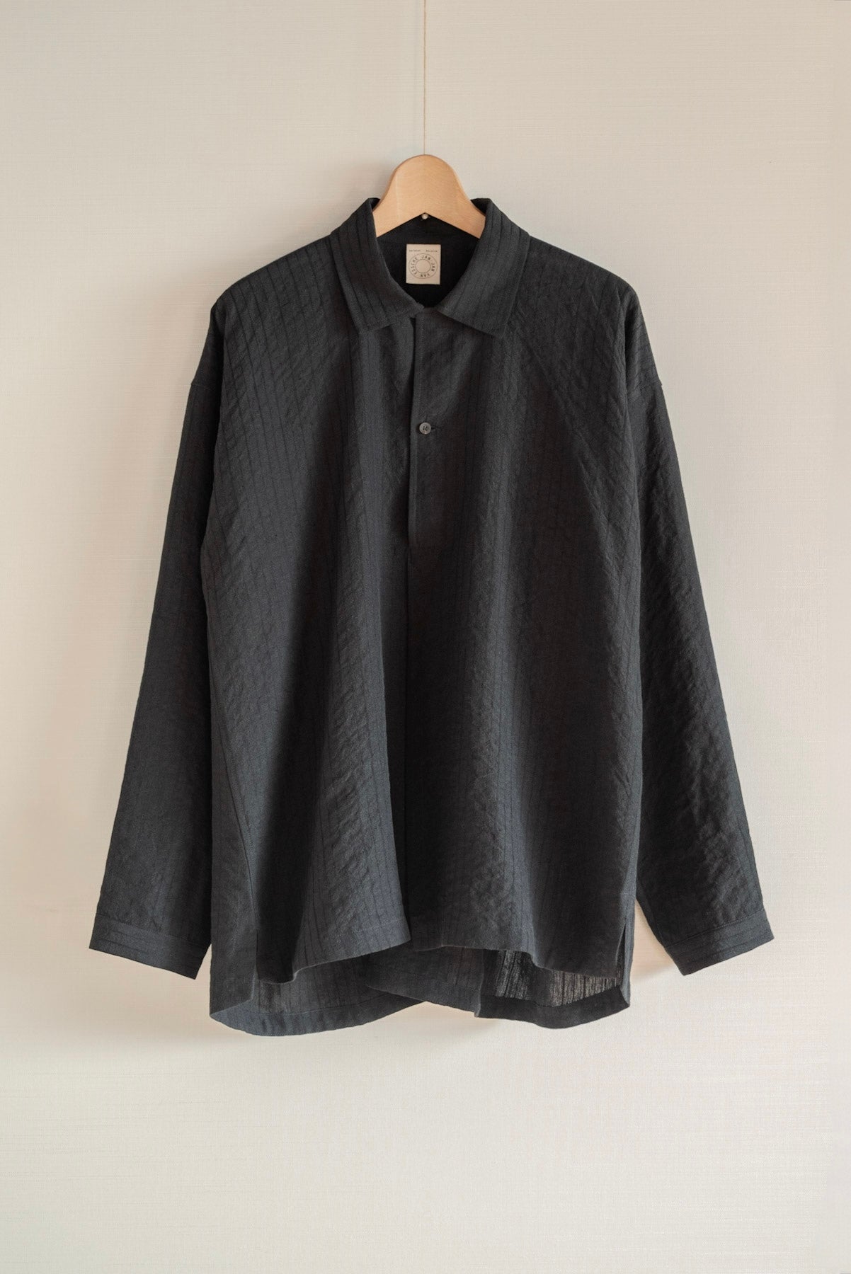 JAN-JAN VAN ESSCHE CHEMISE À ENFANTS COUPE LARGE COTON LIN RELIEF RAYÉ NOIR
