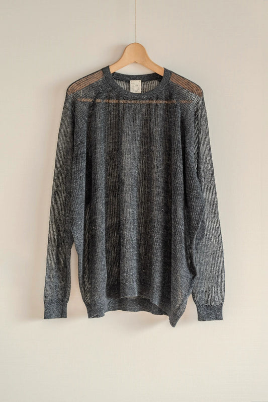 T-shirt en maille à manches longues Jan-Jan Van Essche, lin, coton, anthracite