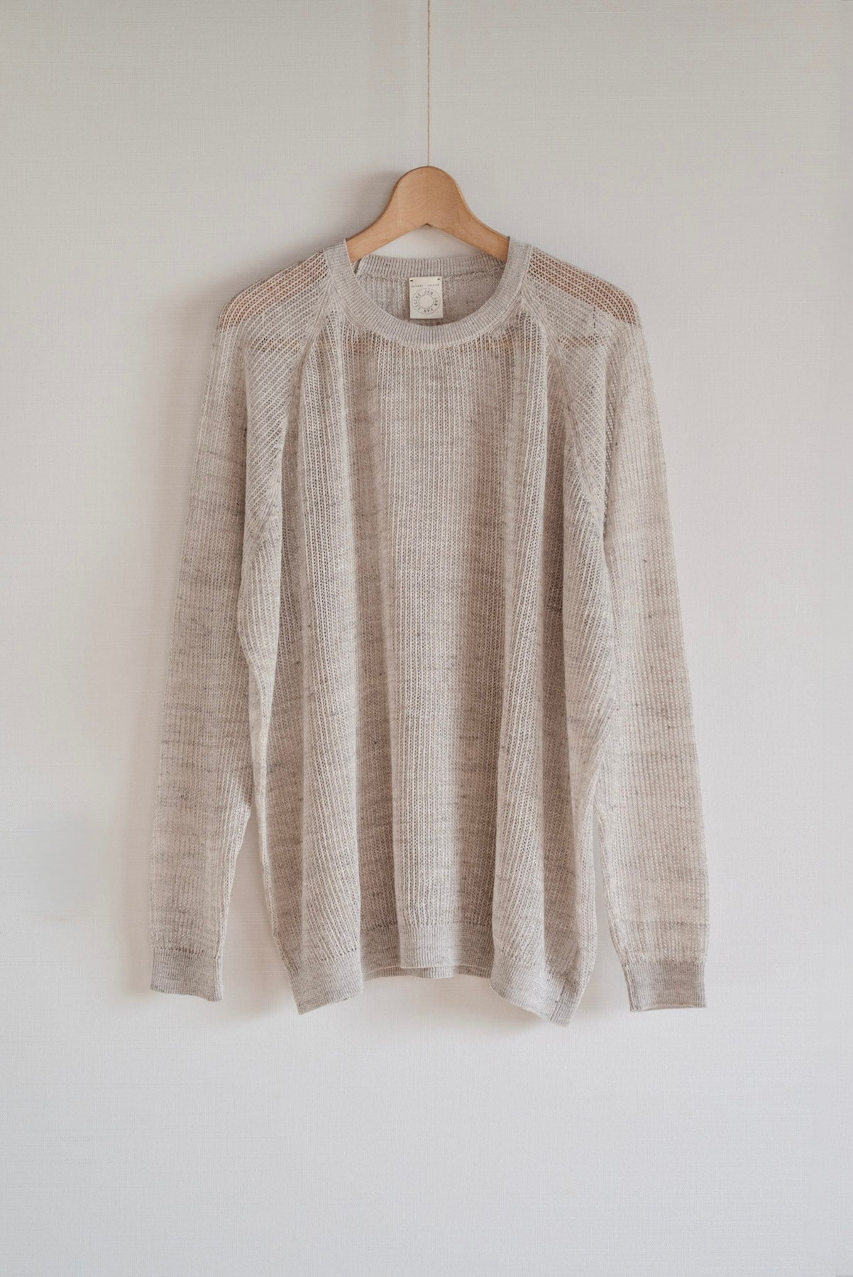 JAN-JAN VAN ESSCHE LONG SLEEVE MESH TEE LINEN COTTON YARN BEIGE