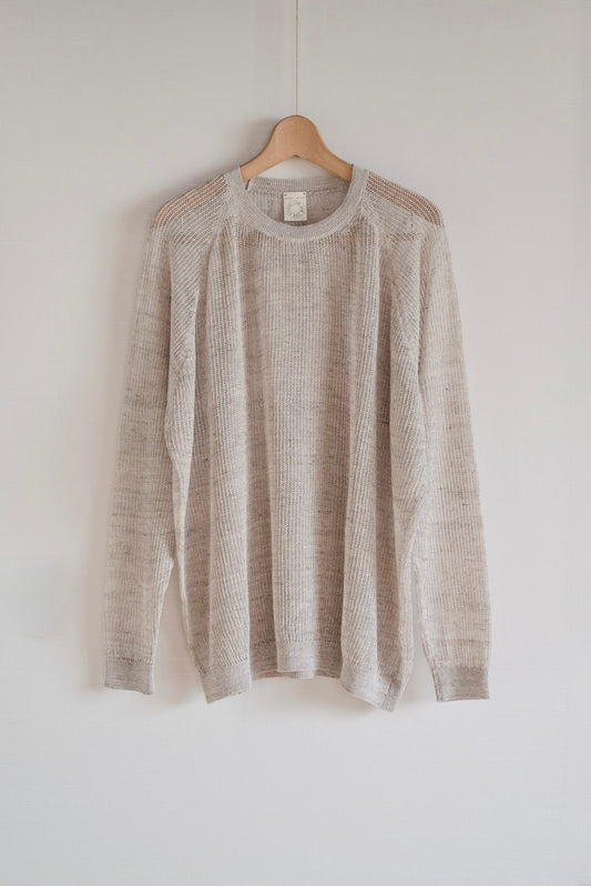 JAN-JAN VAN ESSCHE LONG SLEEVE MESH TEE LINEN COTTON YARN BEIGE