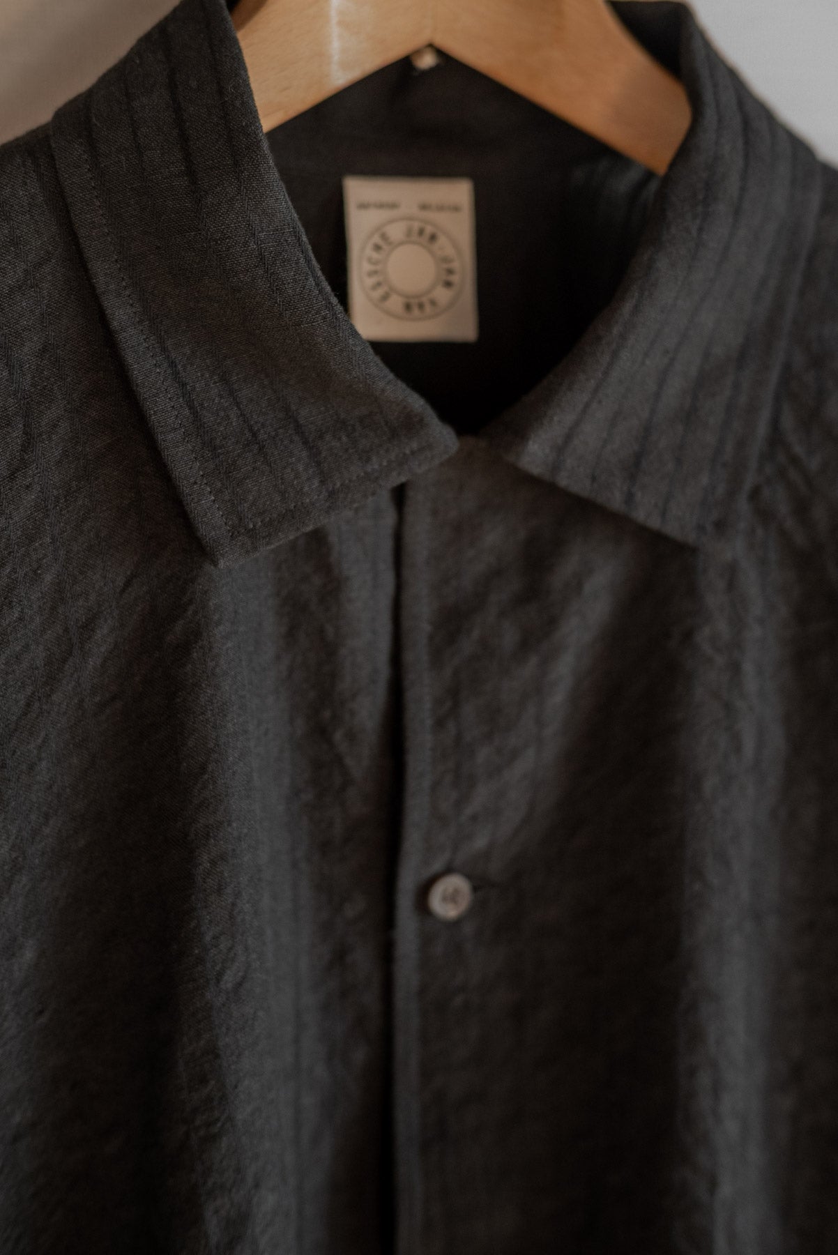 JAN-JAN VAN ESSCHE CHEMISE À ENFANTS COUPE LARGE COTON LIN RELIEF RAYÉ NOIR