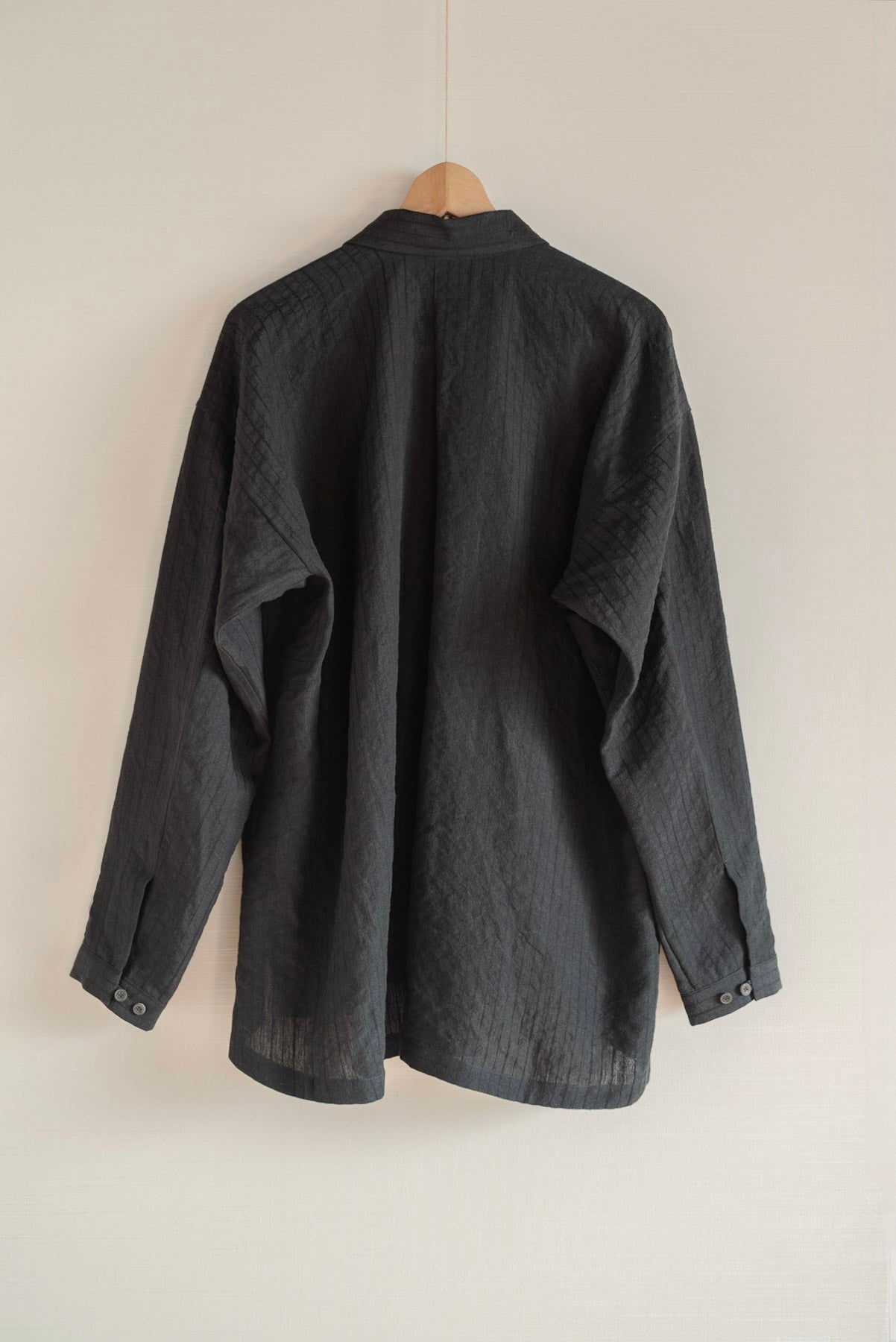 JAN-JAN VAN ESSCHE CHEMISE À ENFANTS COUPE LARGE COTON LIN RELIEF RAYÉ NOIR