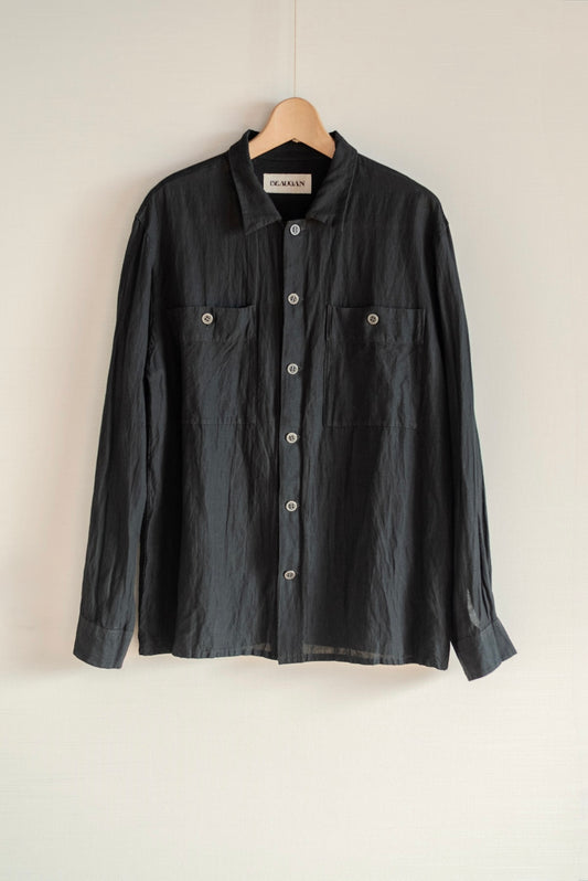 BEAUGAN SAFARI SHIRT MUD DYED INDIGO BLACK