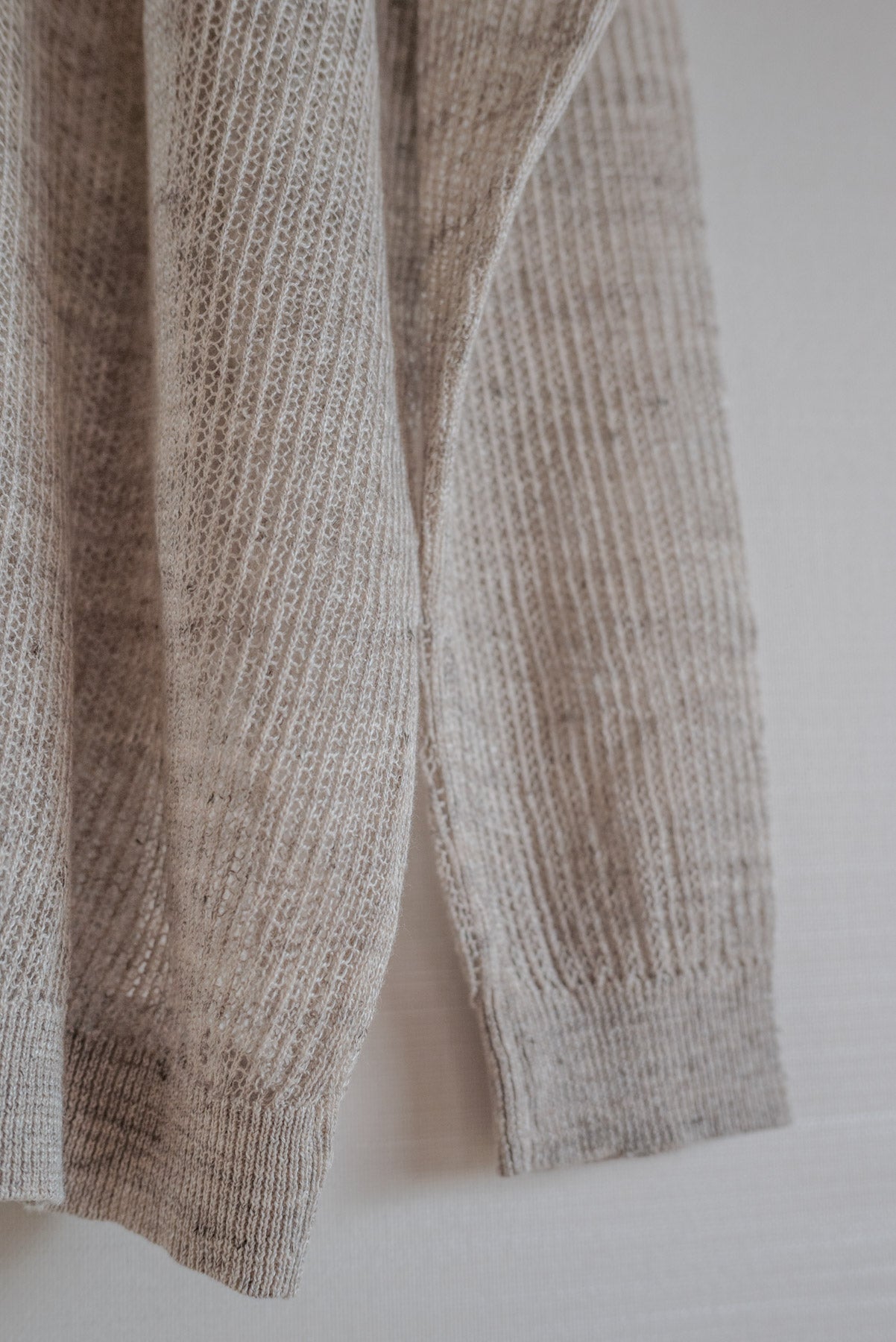 JAN-JAN VAN ESSCHE LONG SLEEVE MESH TEE LINEN COTTON YARN BEIGE