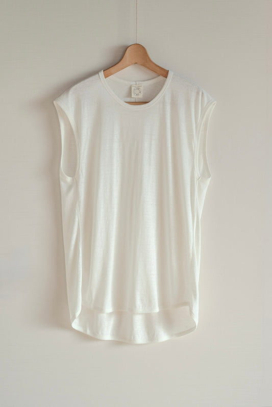 JAN-JAN VAN ESSCHE LOOSE FIT TANK TOP ORGANIC COTTON LINEN OFF WHITE
