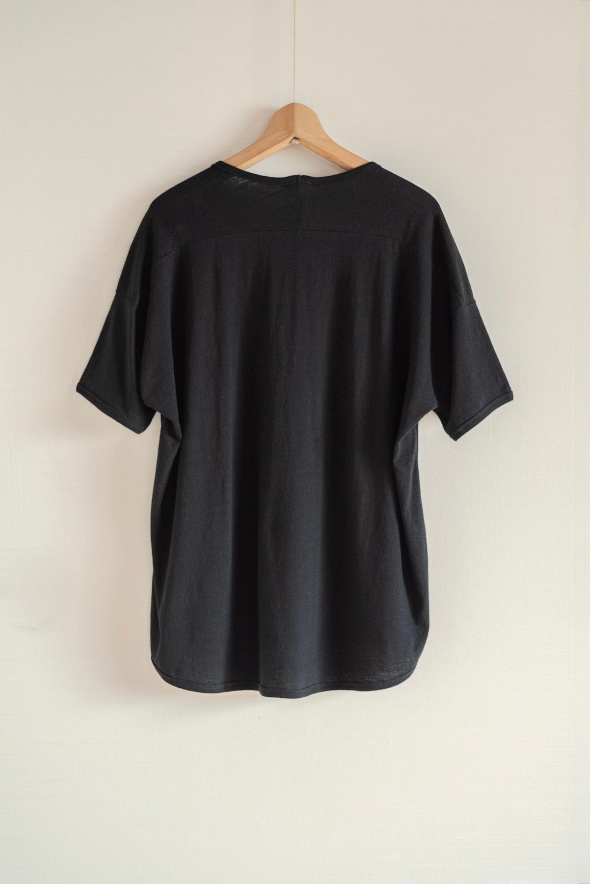 T-shirt coupe classique à manches courtes en jersey de coton et lin JAN-JAN VAN ESSCHE, noir