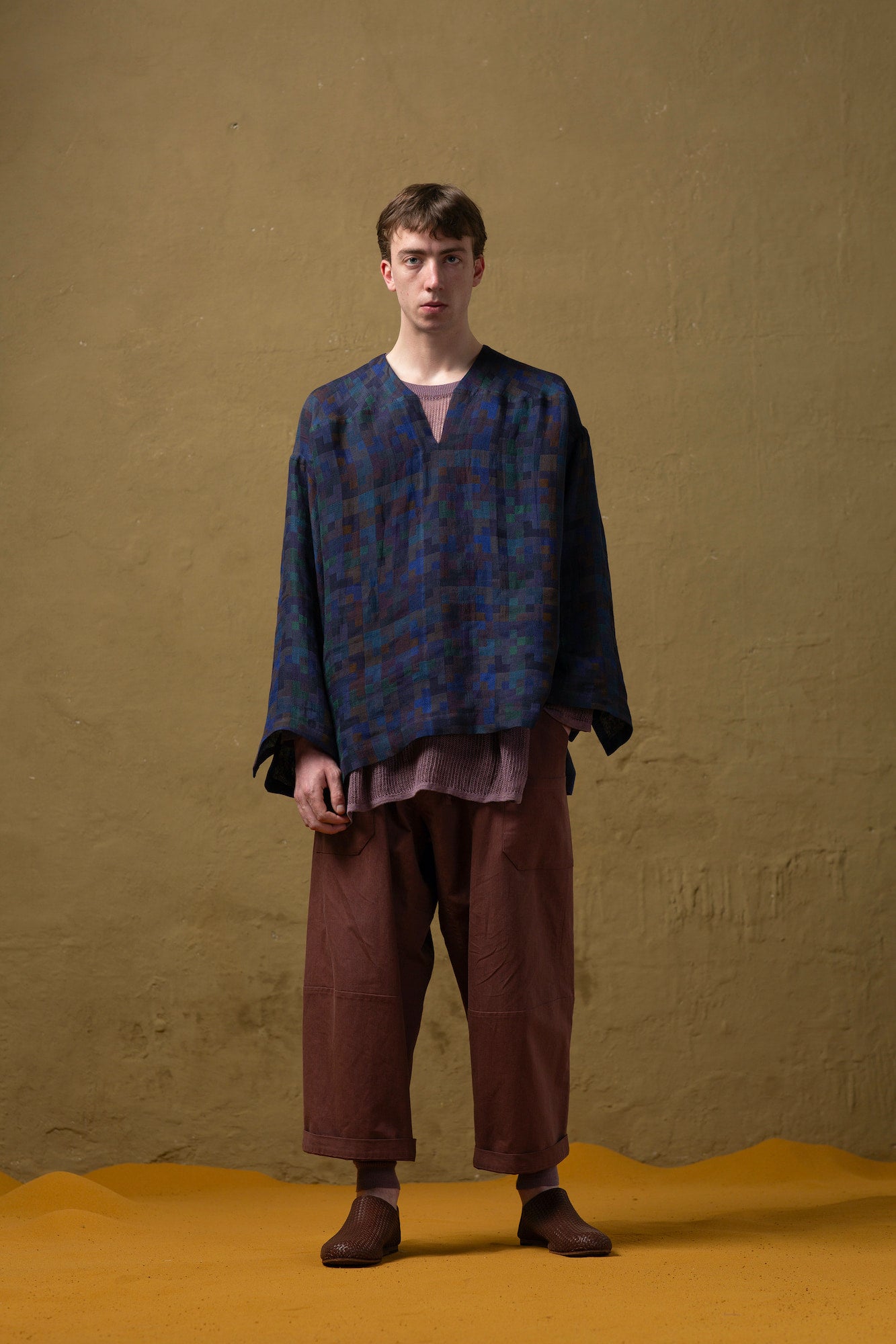 JAN-JAN VAN ESSCHE OVERSIZED LONG SLEEVE TUNIC LINEN DOUBLE CLOTH PUZZLE