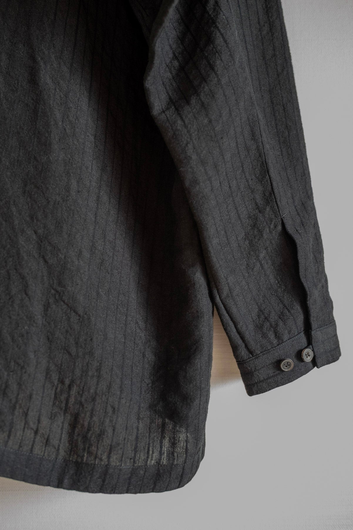 JAN-JAN VAN ESSCHE CHEMISE À ENFANTS COUPE LARGE COTON LIN RELIEF RAYÉ NOIR