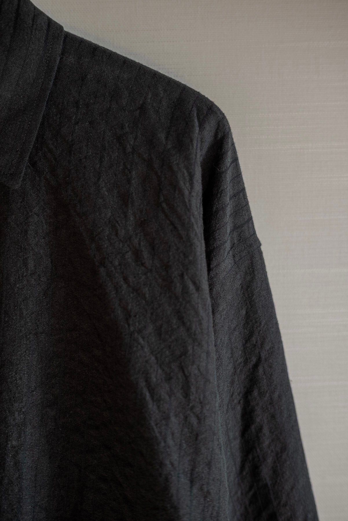JAN-JAN VAN ESSCHE CHEMISE À ENFANTS COUPE LARGE COTON LIN RELIEF RAYÉ NOIR