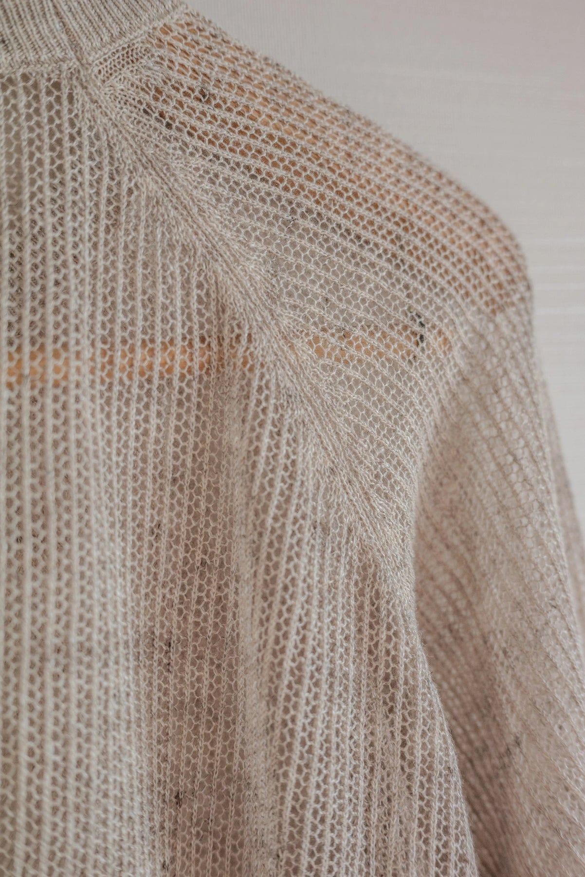 JAN-JAN VAN ESSCHE LONG SLEEVE MESH TEE LINEN COTTON YARN BEIGE