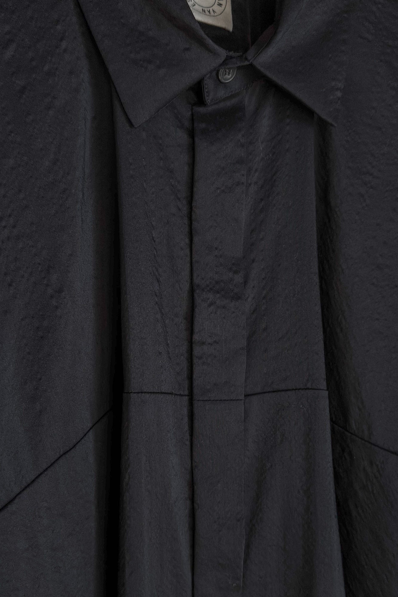 JAN-JAN VAN ESSCHE LOOSE FIT BUTTON UP DRESS SHIRT BOILED WOOL SILK CLOTH BLACK