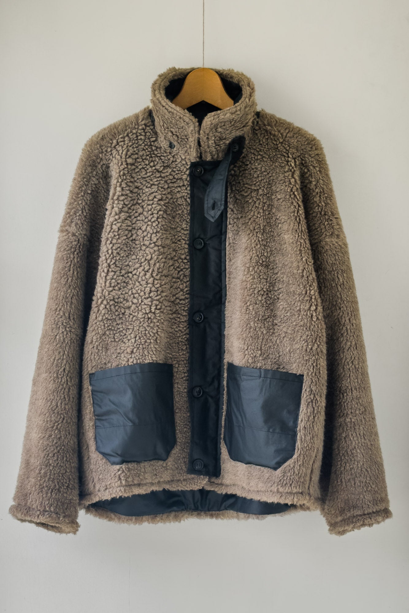 JAN-JAN VAN ESSCHE REVERSIBLE TEDDY/ WATER RESISTANT JACKET TEDDY NATURAL GRAY