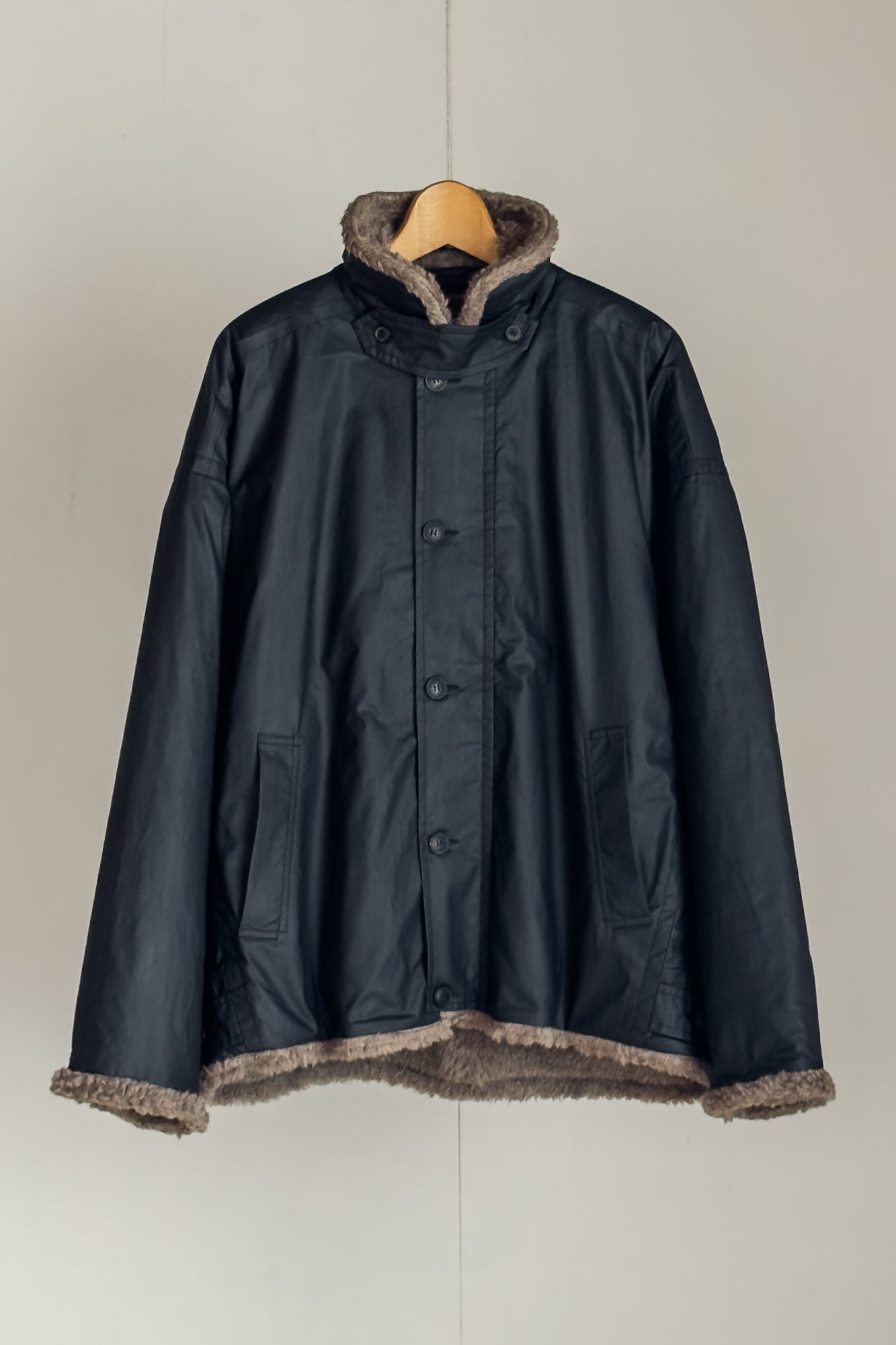 JAN-JAN VAN ESSCHE REVERSIBLE TEDDY/ WATER RESISTANT JACKET TEDDY NATURAL GRAY