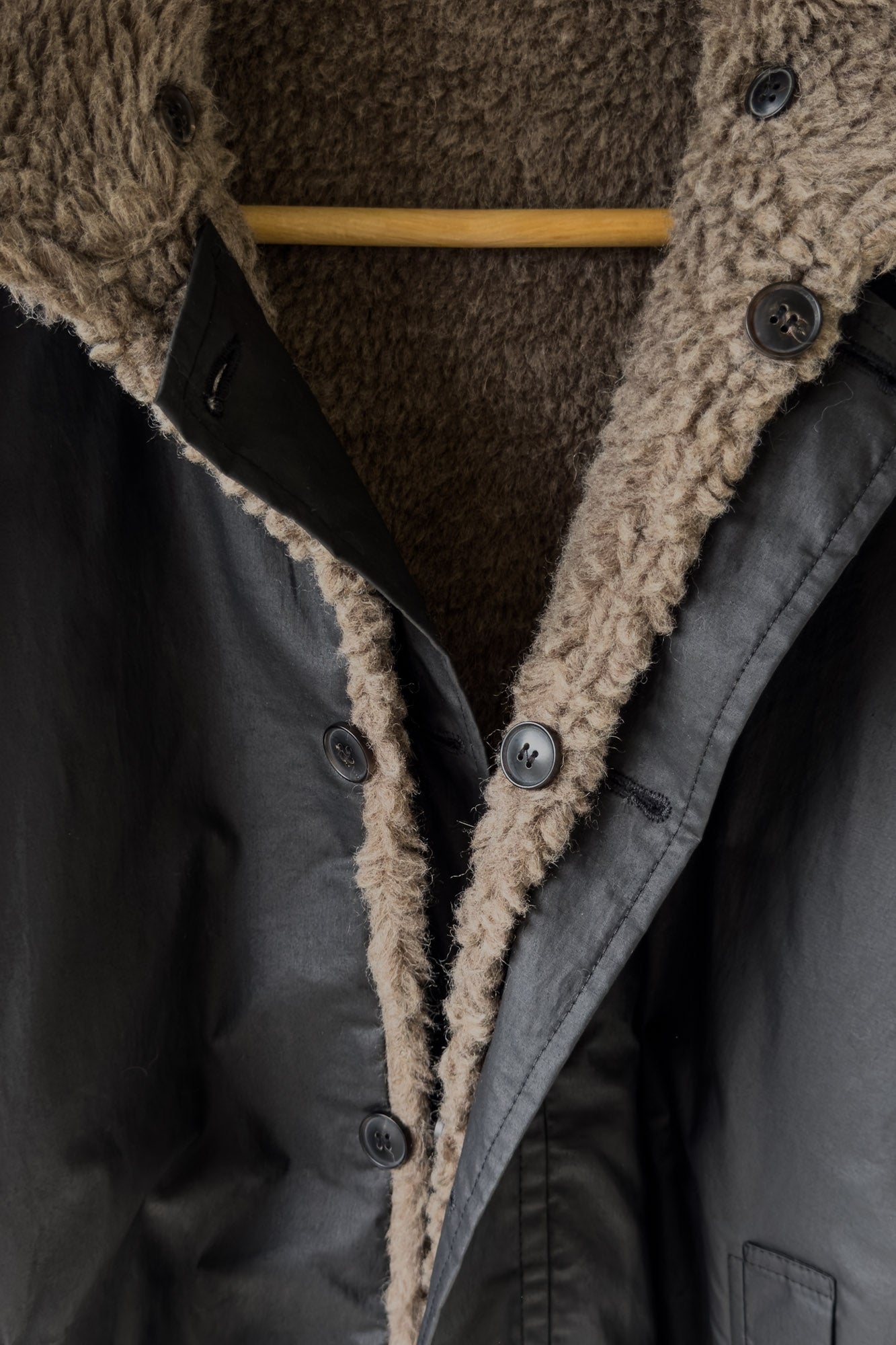 JAN-JAN VAN ESSCHE REVERSIBLE TEDDY/ WATER RESISTANT JACKET TEDDY NATURAL GRAY