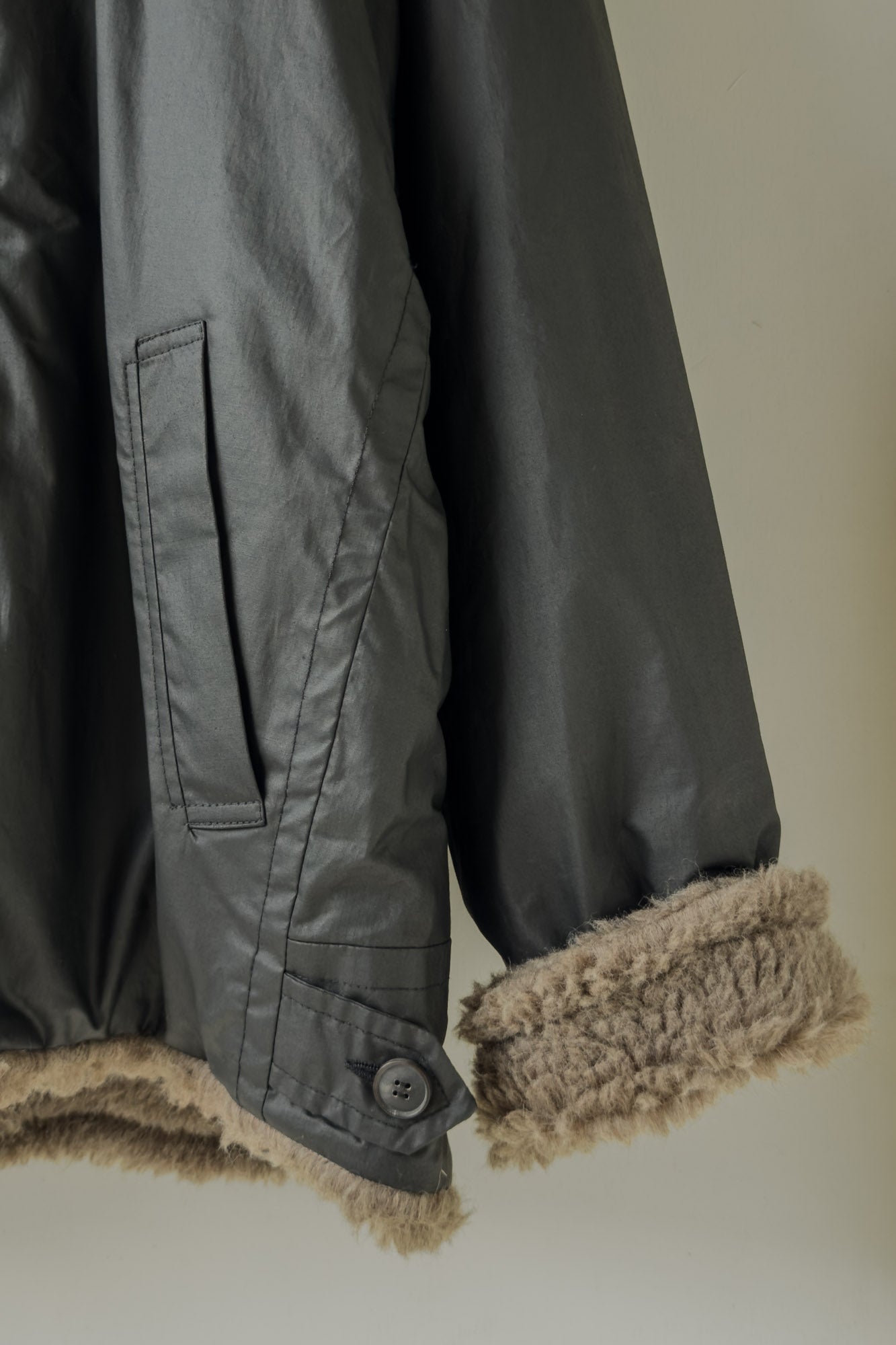 JAN-JAN VAN ESSCHE REVERSIBLE TEDDY/ WATER RESISTANT JACKET TEDDY NATURAL GRAY