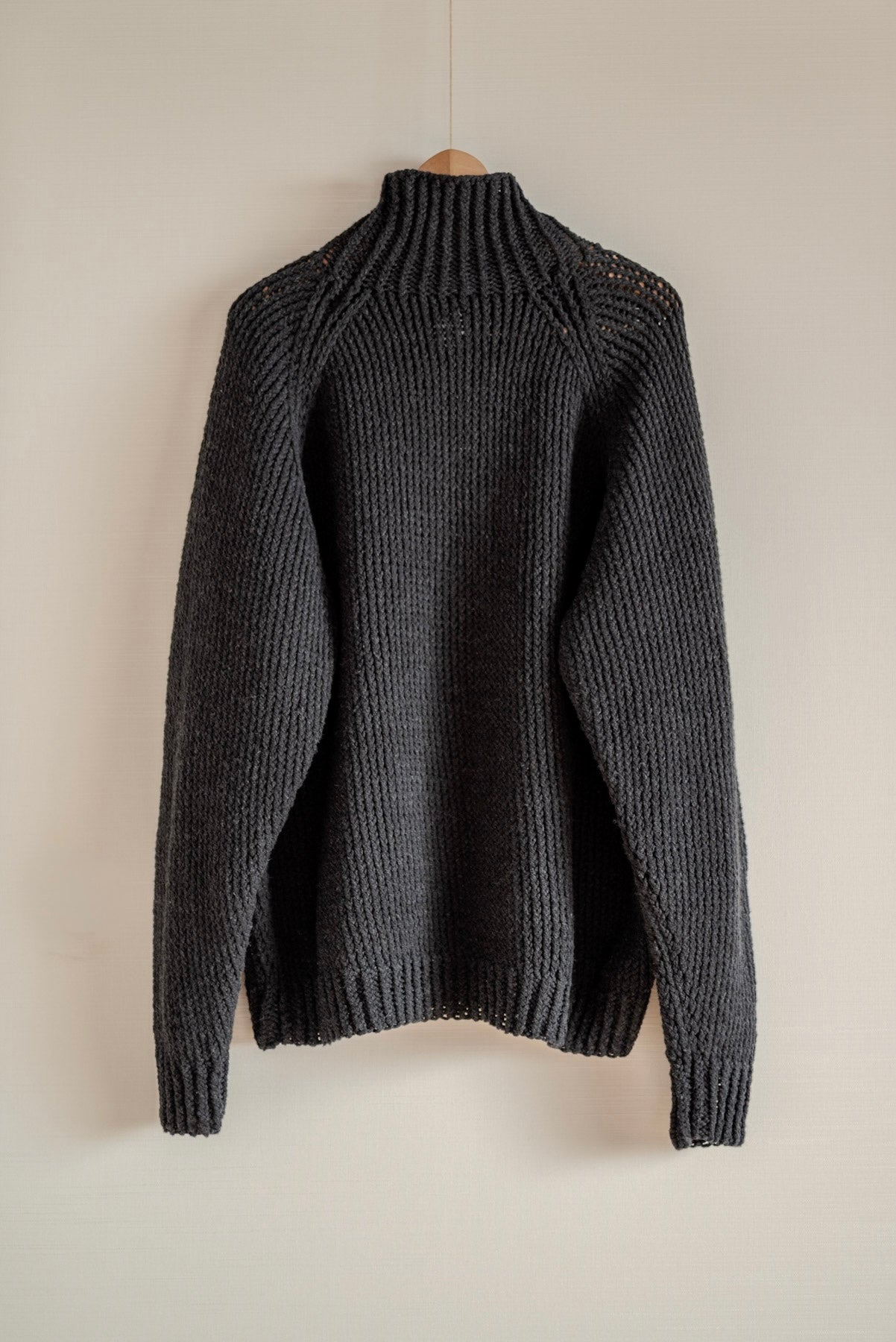 JAN-JAN VAN ESSCHE HAND KNITTED TURTLE NECK SWEATER LALIN PITCH BLACK