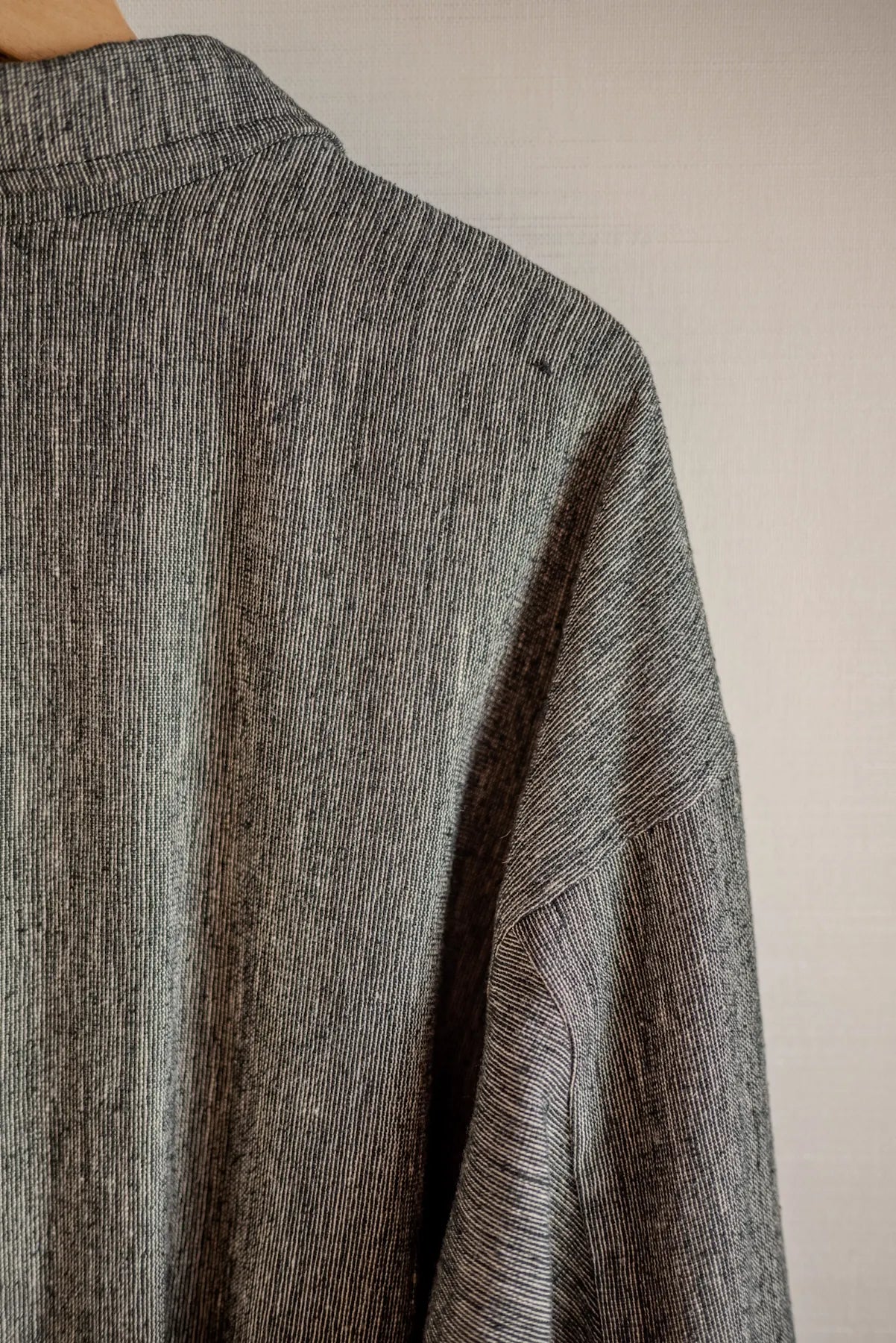 JAN-JAN VAN ESSCHE LOOSE FIT ARMY STYLE LONG COAT SILK LINEN CLOTH BLACK & WHITE
