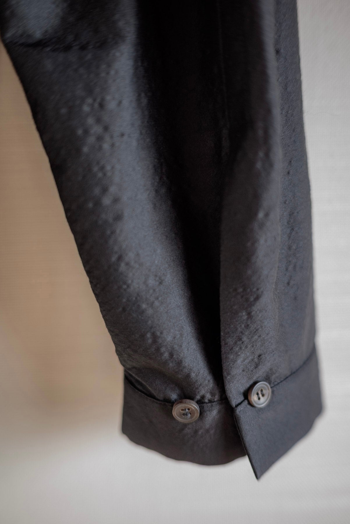 JAN-JAN VAN ESSCHE LOOSE FIT BUTTON UP DRESS SHIRT BOILED WOOL SILK CLOTH BLACK