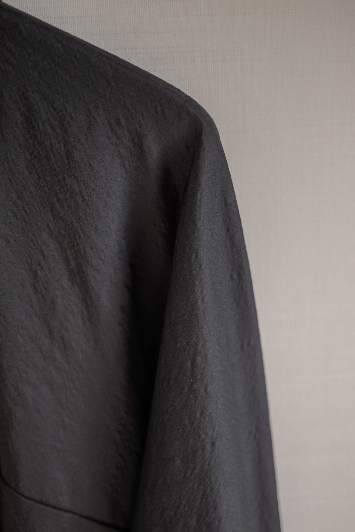 JAN-JAN VAN ESSCHE LOOSE FIT BUTTON UP DRESS SHIRT BOILED WOOL SILK CLOTH BLACK