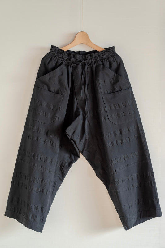 JAN-JAN VAN ESSCHE LOOSE FIT TROUSERS BROAD STRIPE CLOTH BLACK