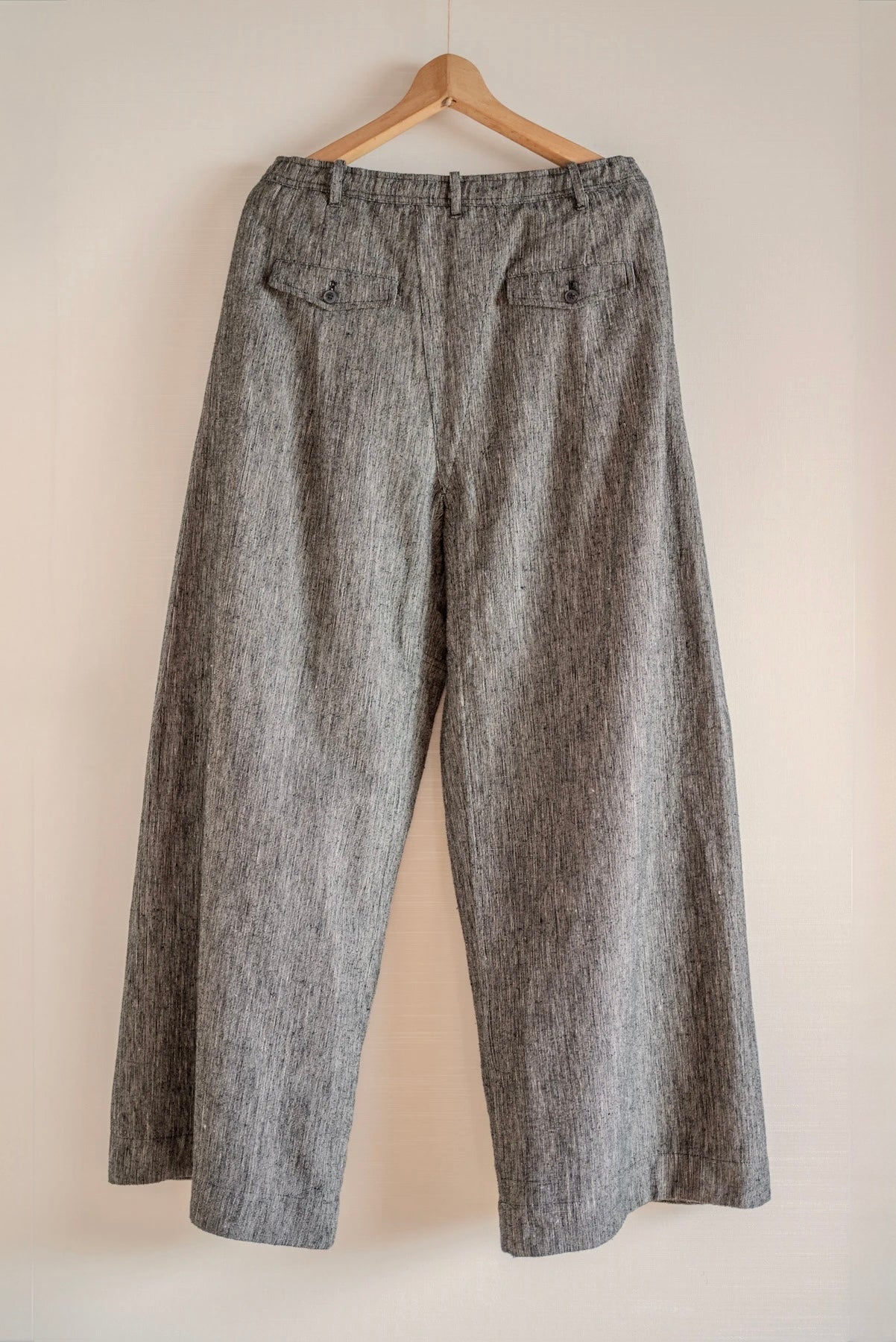 JAN-JAN VAN ESSCHE OVERSIZED DRESS PANTS SILK LINEN CLOTH BLACK & WHITE