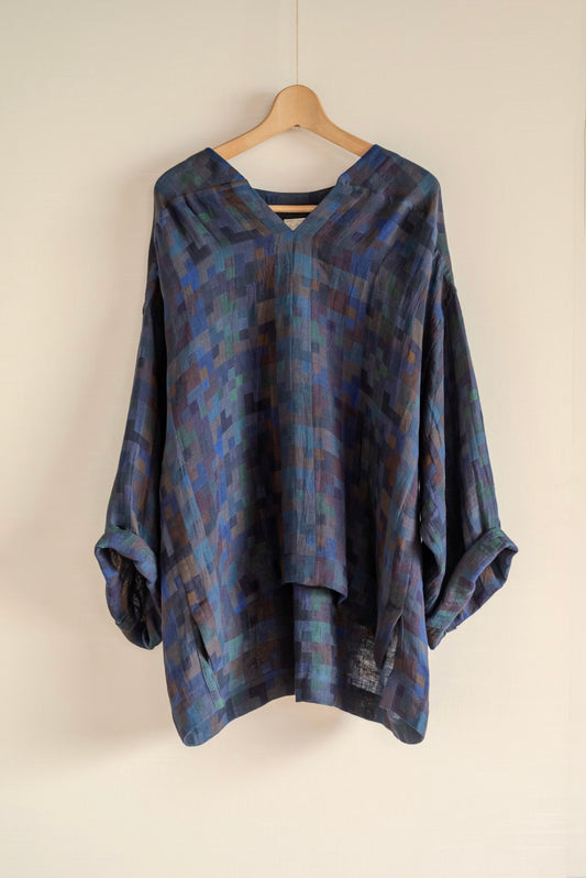 JAN-JAN VAN ESSCHE OVERSIZED LONG SLEEVE TUNIC LINEN DOUBLE CLOTH PUZZLE