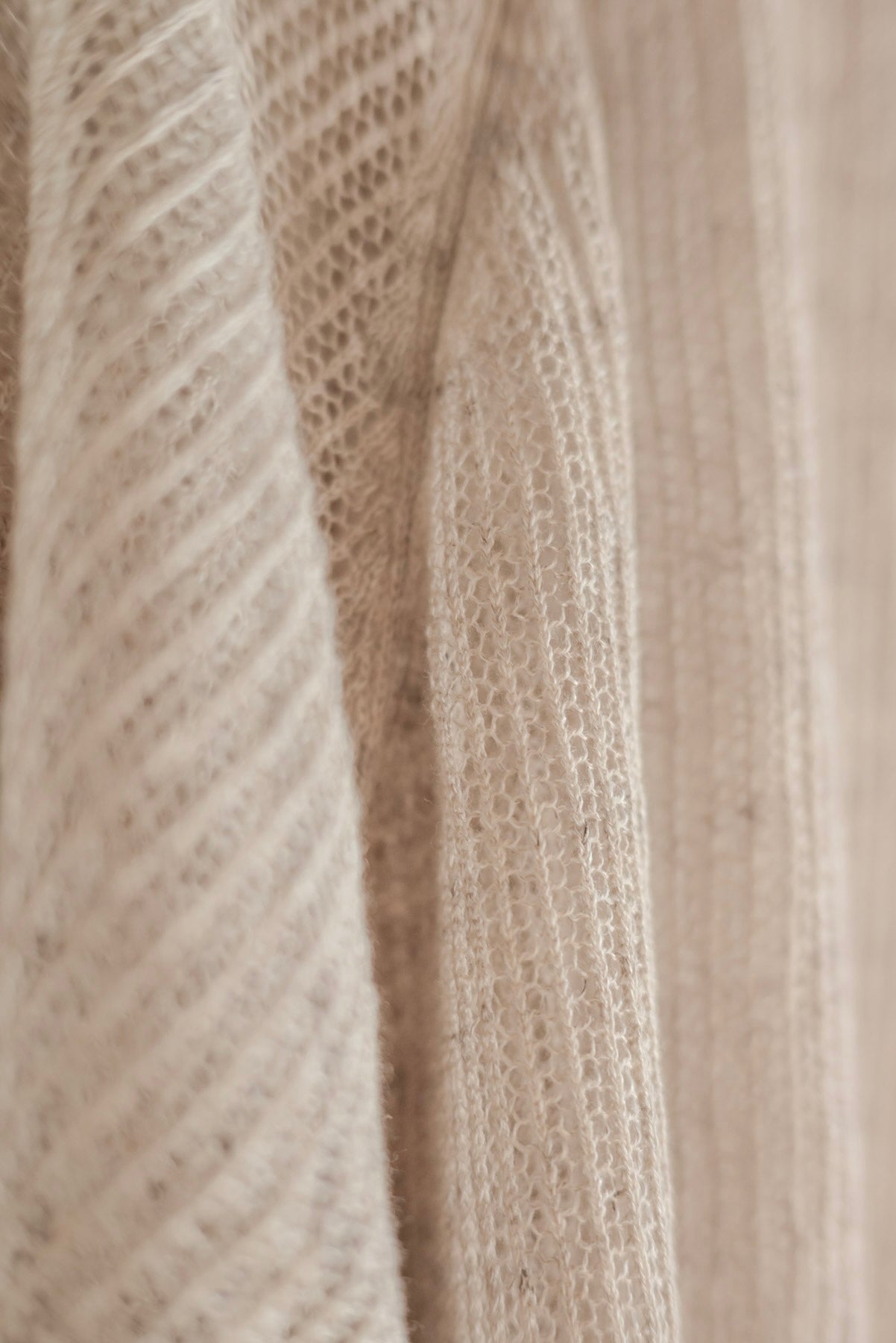 JAN-JAN VAN ESSCHE OVERSIZED MESH AJOUR KNIT LINEN COTTON YARN BEIGE