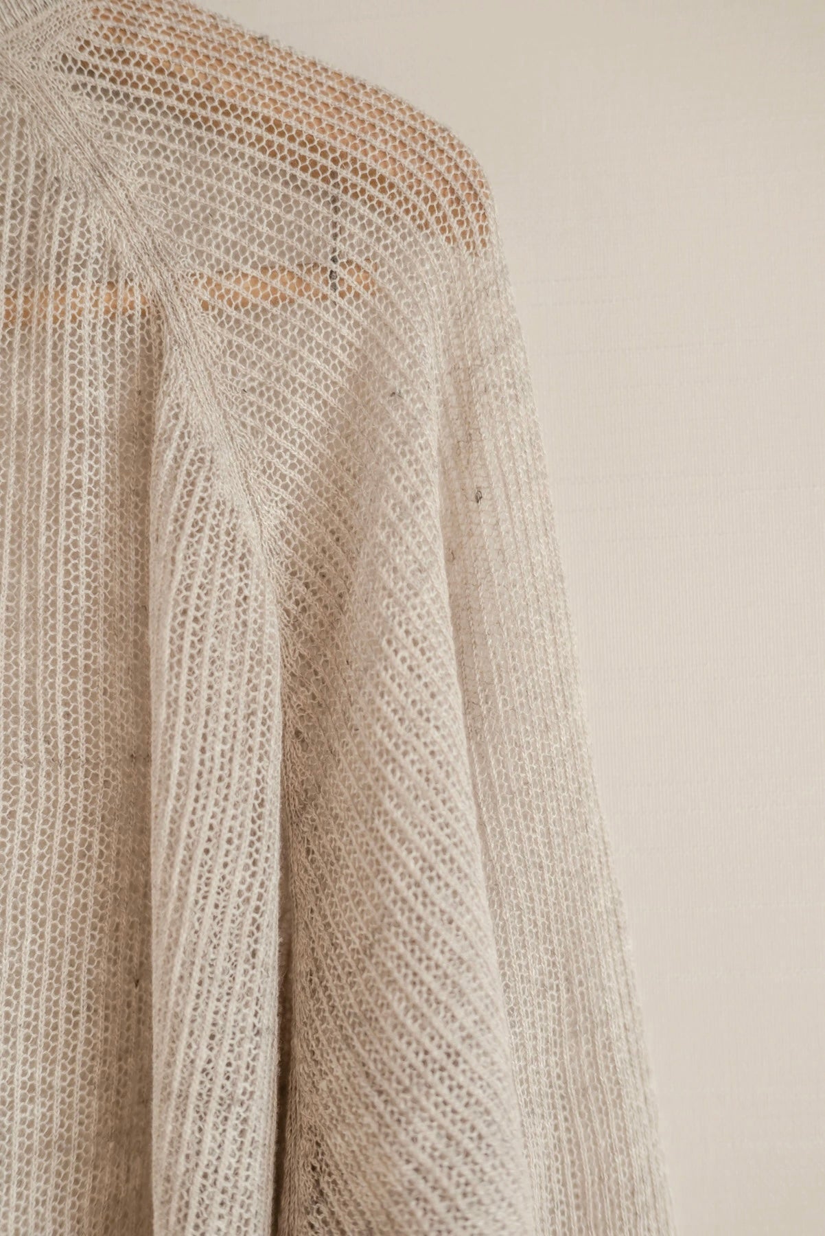 JAN-JAN VAN ESSCHE OVERSIZED MESH AJOUR KNIT LINEN COTTON YARN BEIGE