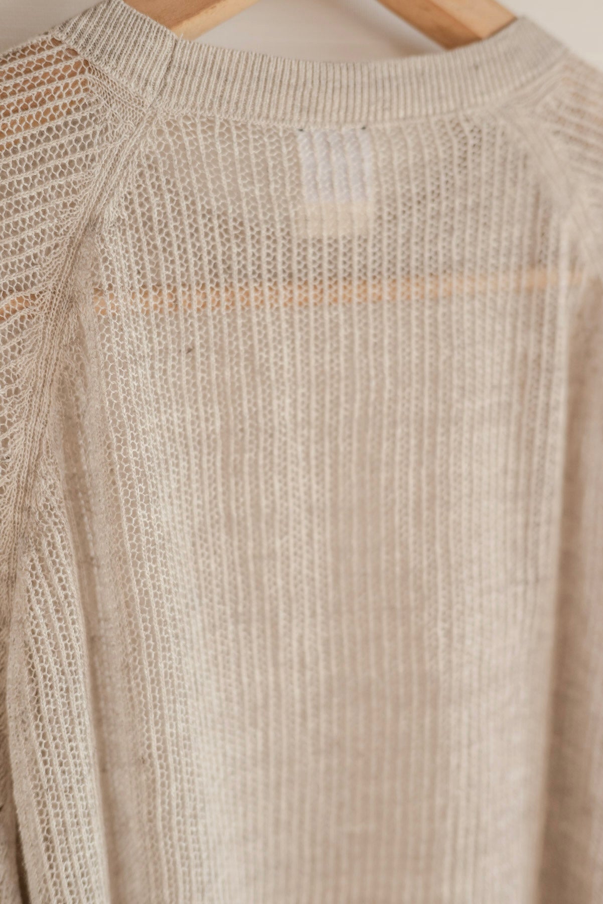 JAN-JAN VAN ESSCHE MAILLE SURDIMENSIONNÉE AJOUR TRICOT LIN COTON FIL BEIGE