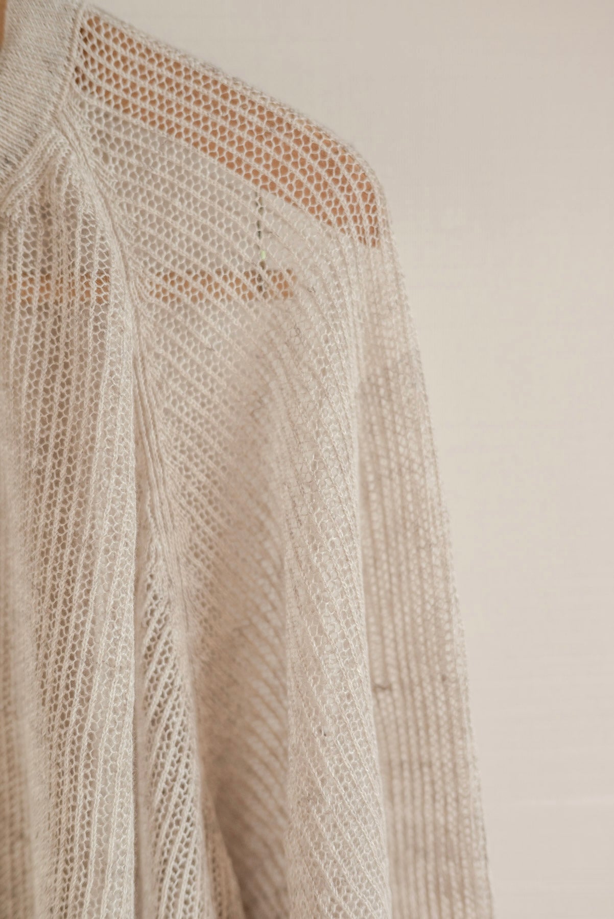 JAN-JAN VAN ESSCHE OVERSIZED MESH AJOUR KNIT LINEN COTTON YARN BEIGE