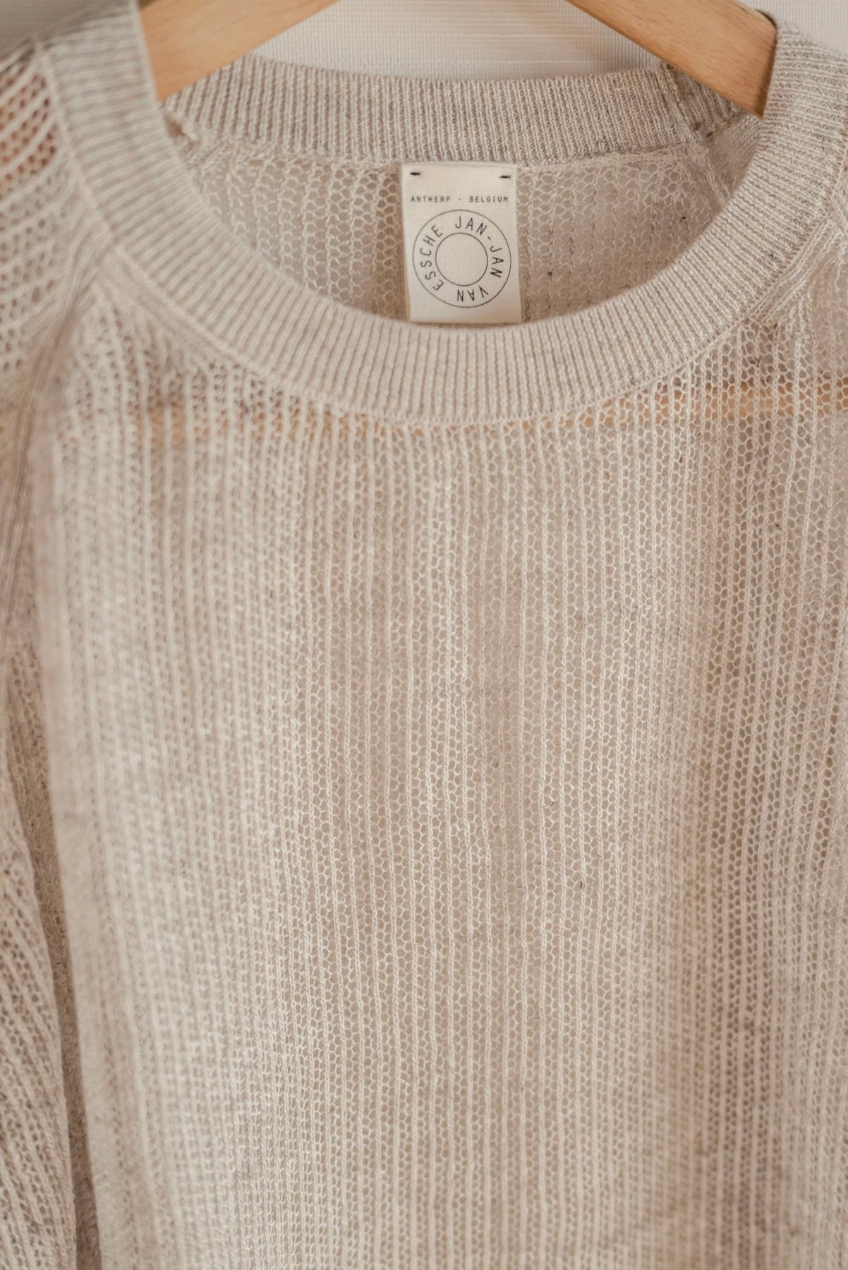JAN-JAN VAN ESSCHE OVERSIZED MESH AJOUR KNIT LINEN COTTON YARN BEIGE
