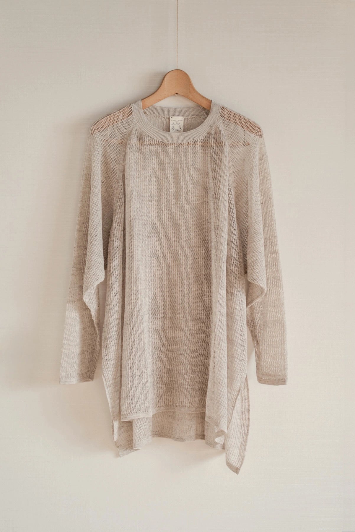 JAN-JAN VAN ESSCHE OVERSIZED MESH AJOUR KNIT LINEN COTTON YARN BEIGE