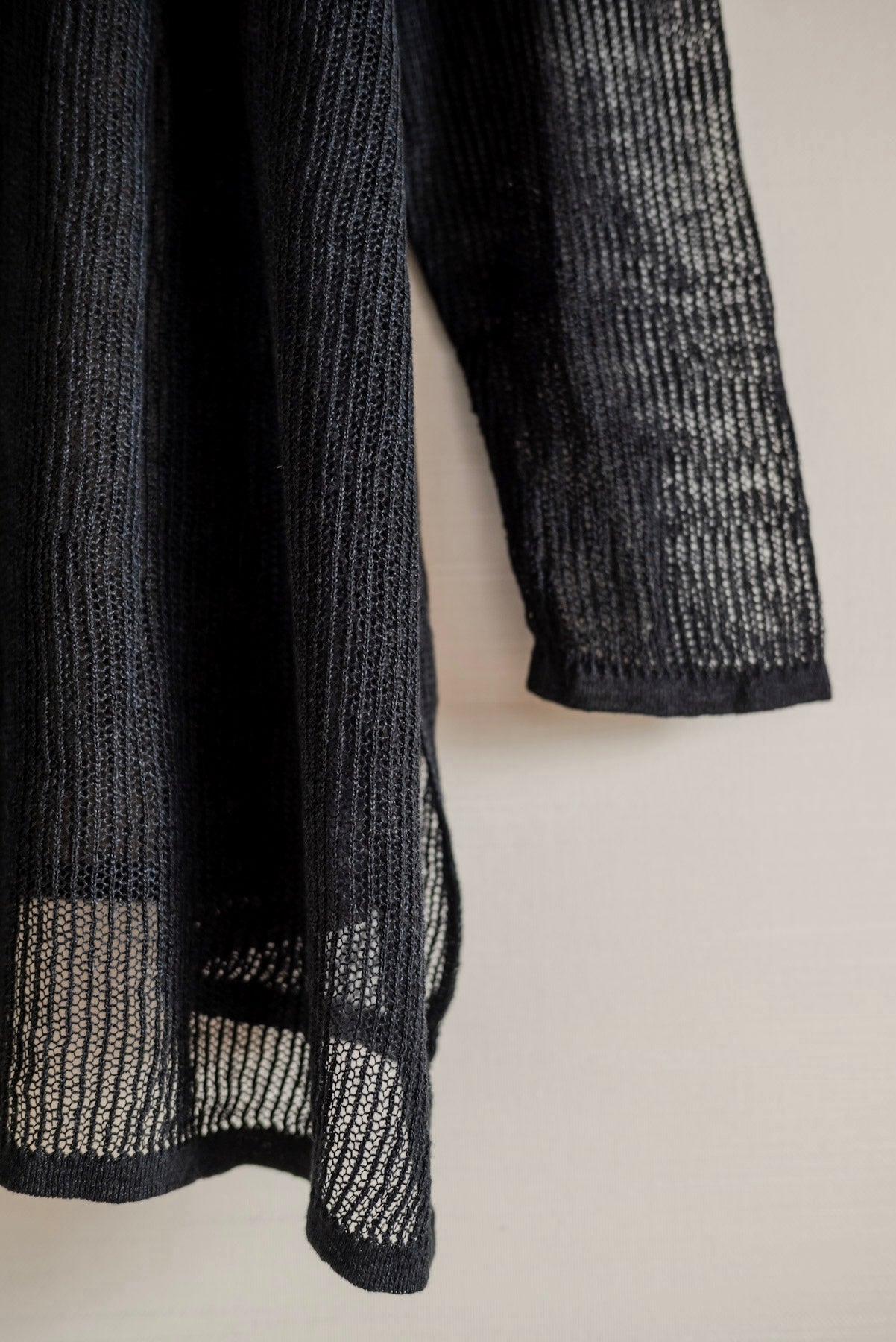 JAN-JAN VAN ESSCHE OVERSIZED MESH AJOUR KNIT LINEN COTTON YARN BLACK