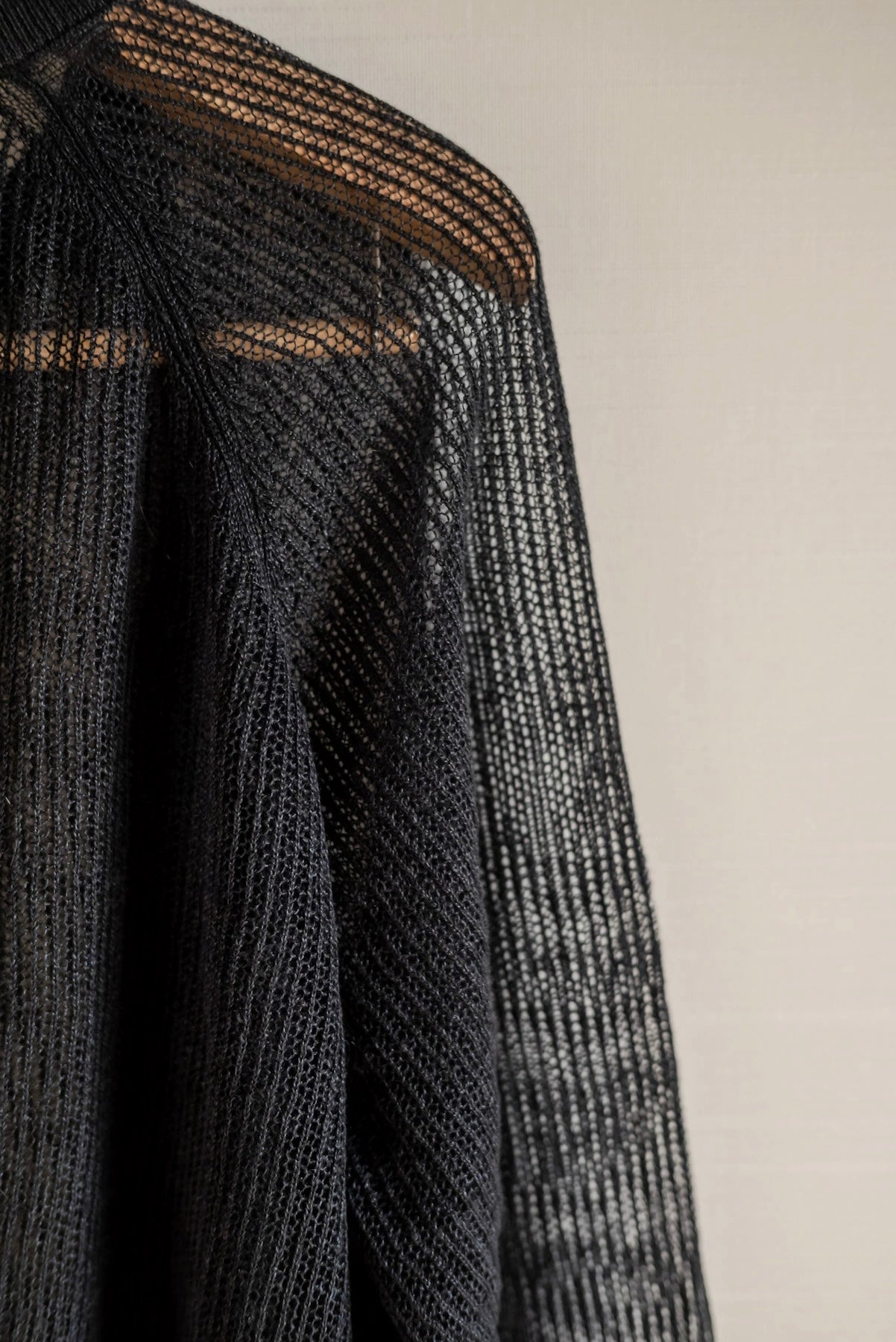 JAN-JAN VAN ESSCHE OVERSIZED MESH AJOUR KNIT LINEN COTTON YARN BLACK