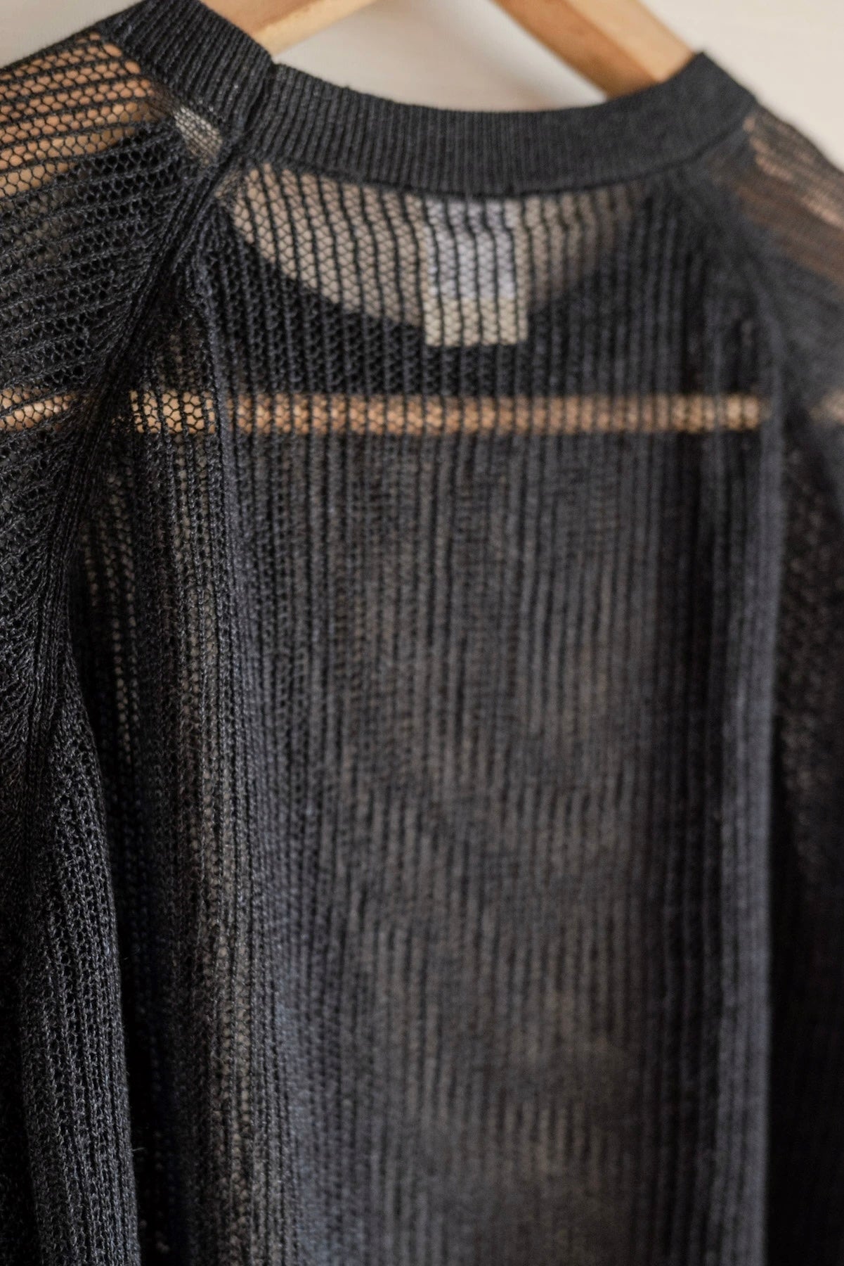 JAN-JAN VAN ESSCHE OVERSIZED MESH AJOUR KNIT LINEN COTTON YARN BLACK