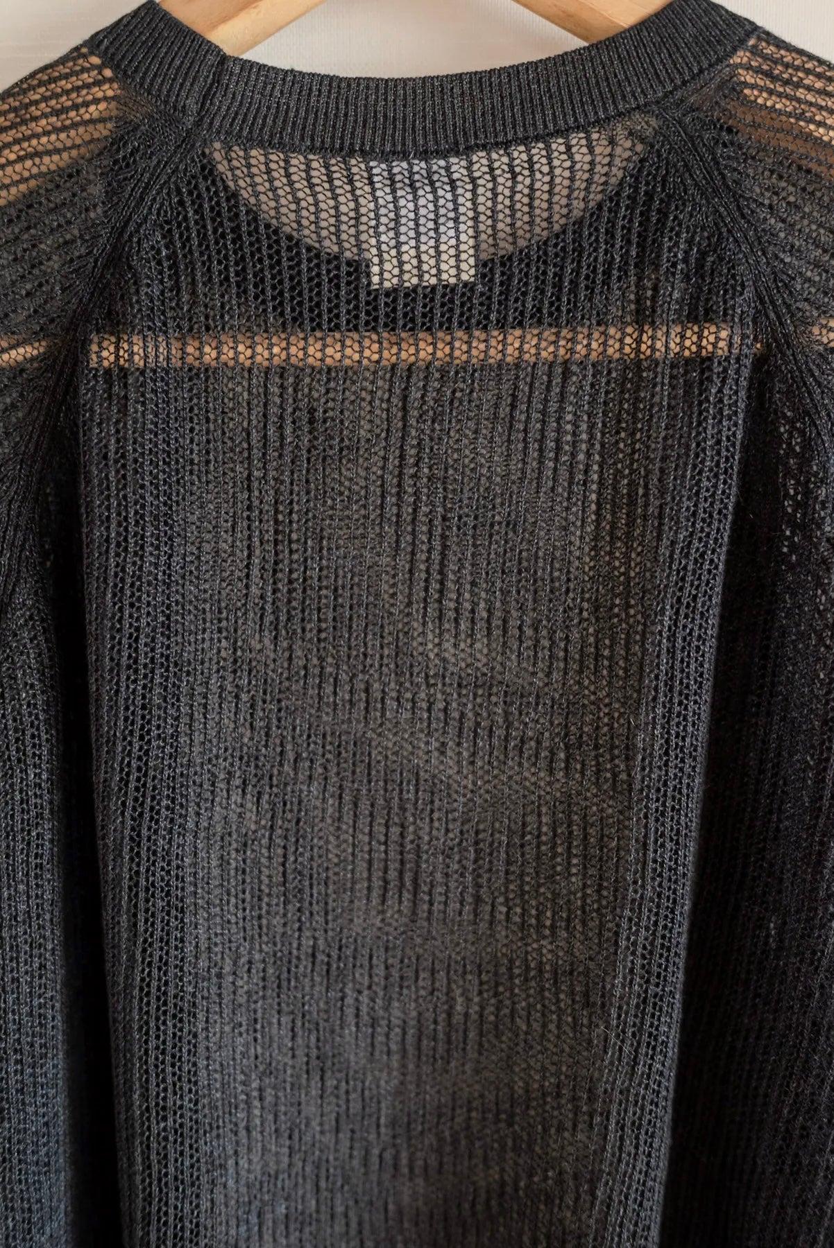 JAN-JAN VAN ESSCHE OVERSIZED MESH AJOUR KNIT LINEN COTTON YARN BLACK