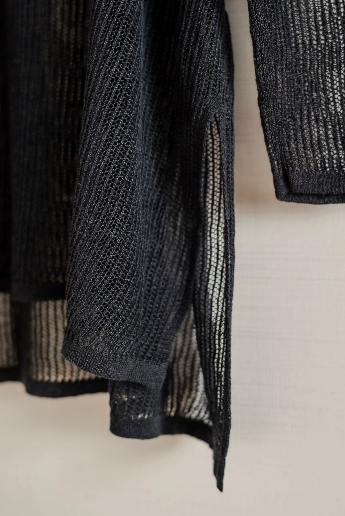 JAN-JAN VAN ESSCHE OVERSIZED MESH AJOUR KNIT LINEN COTTON YARN BLACK