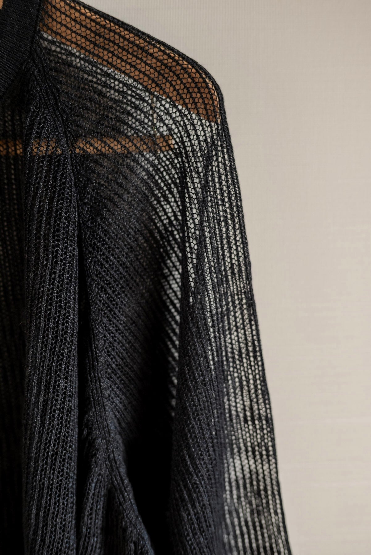 JAN-JAN VAN ESSCHE OVERSIZED MESH AJOUR KNIT LINEN COTTON YARN BLACK