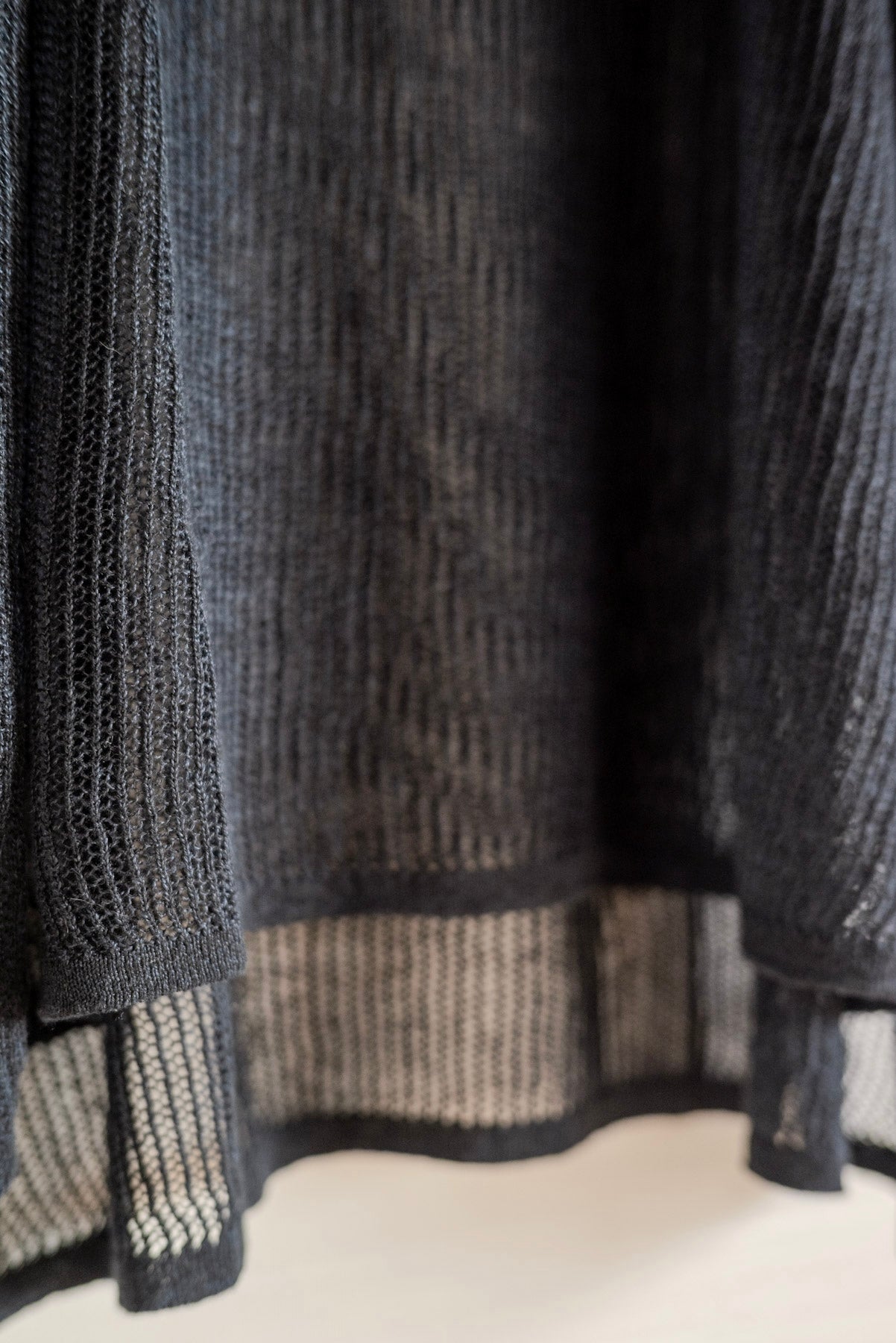 JAN-JAN VAN ESSCHE OVERSIZED MESH AJOUR KNIT LINEN COTTON YARN BLACK