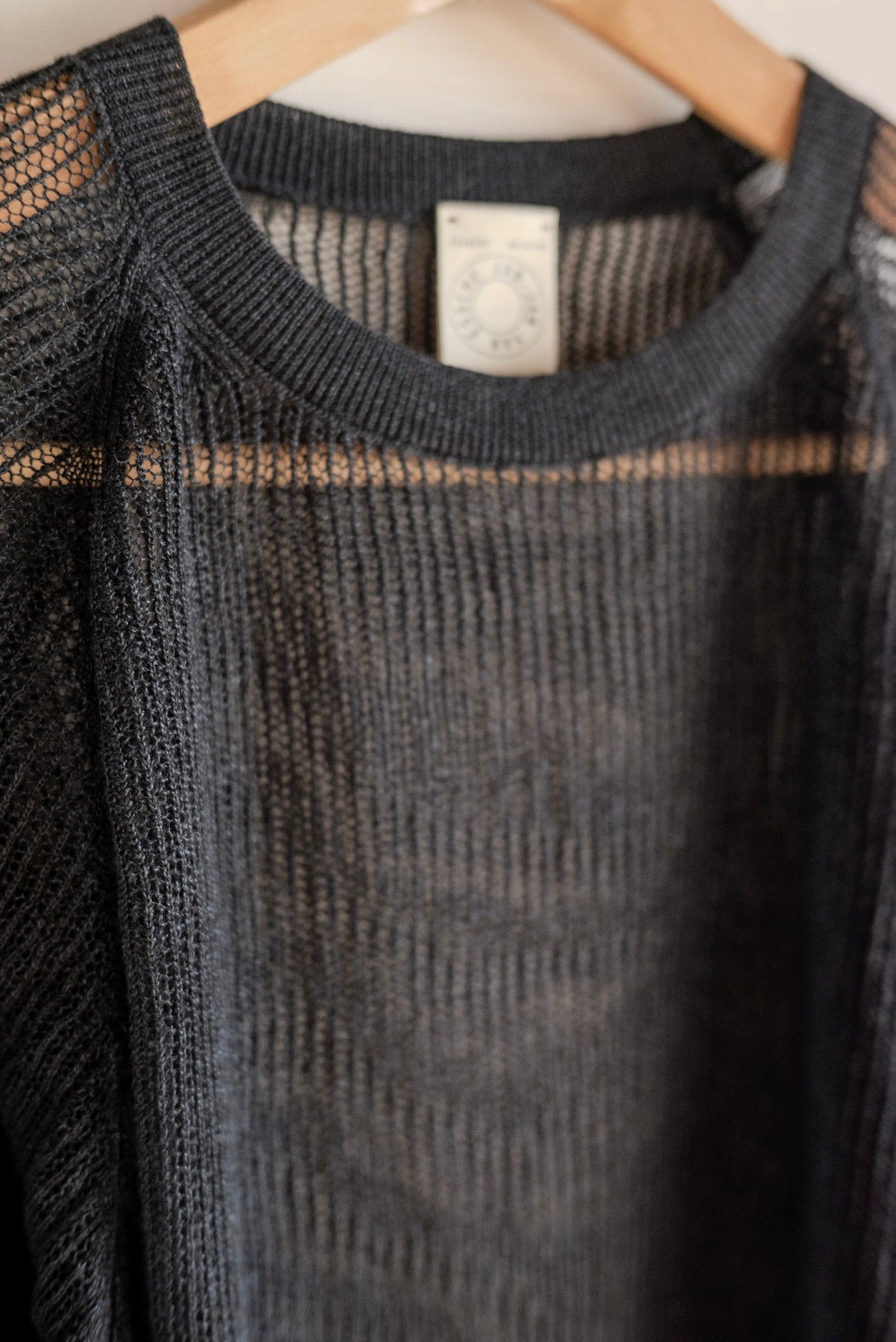 JAN-JAN VAN ESSCHE OVERSIZED MESH AJOUR KNIT LINEN COTTON YARN BLACK