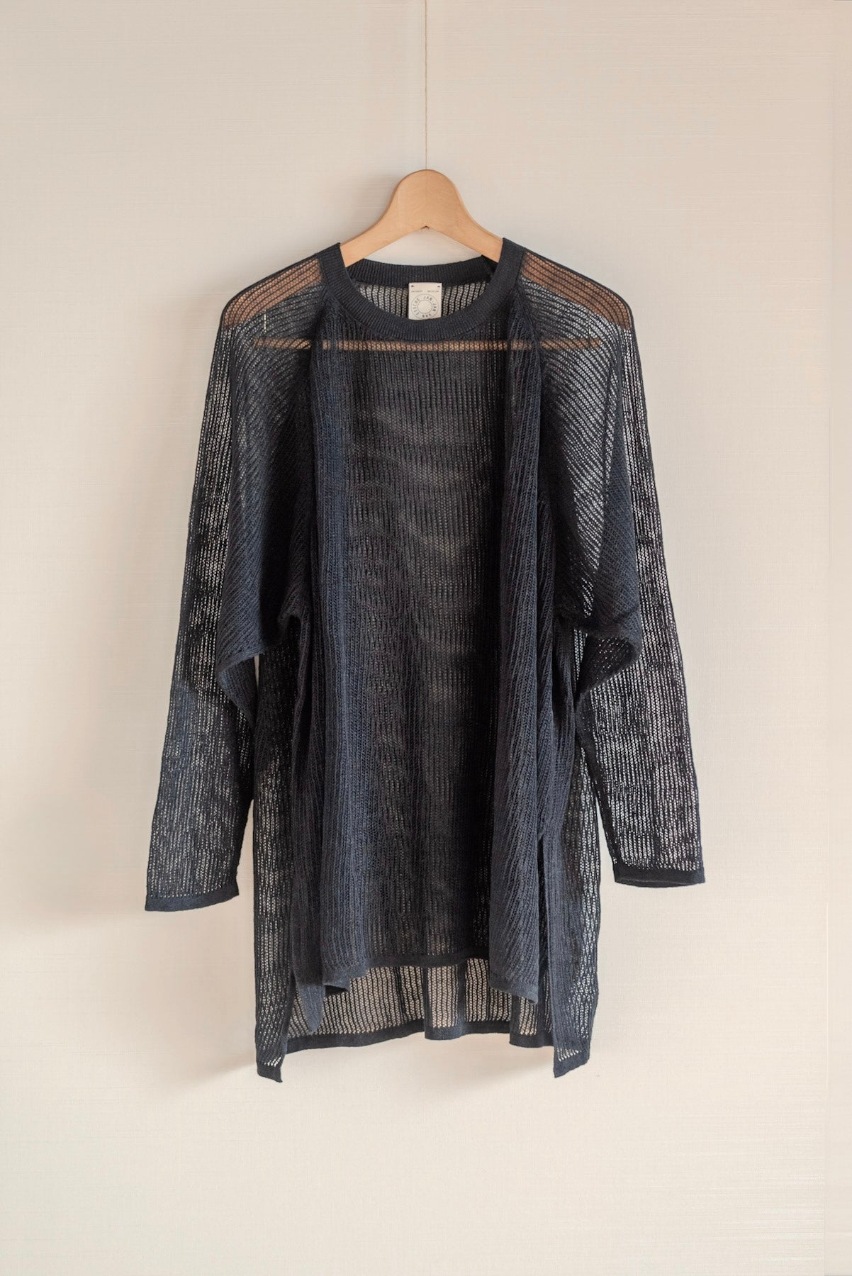JAN-JAN VAN ESSCHE OVERSIZED MESH AJOUR KNIT LINEN COTTON YARN BLACK
