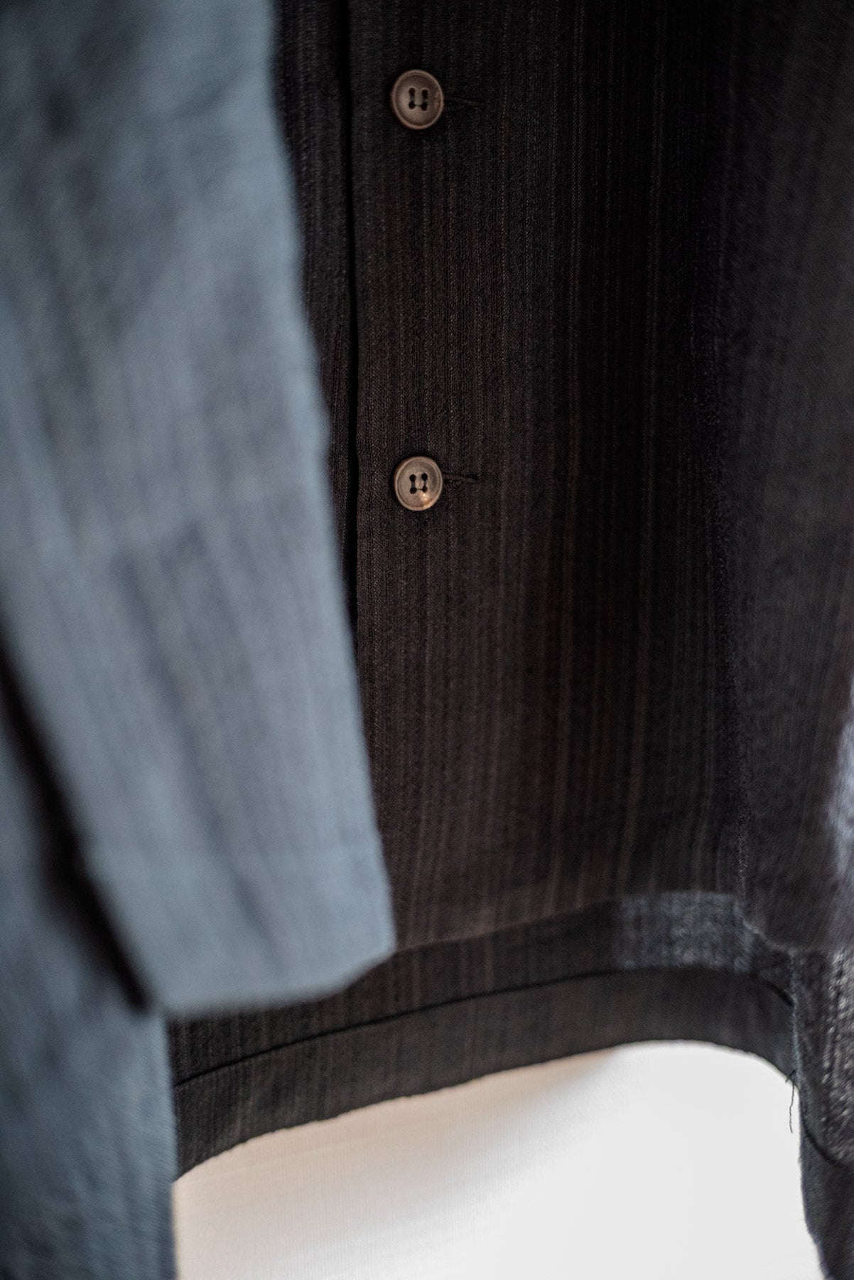 JAN-JAN VAN ESSCHE SHIRT JACKET WITH HIGH STANDING COLLAR DARK STRIPED