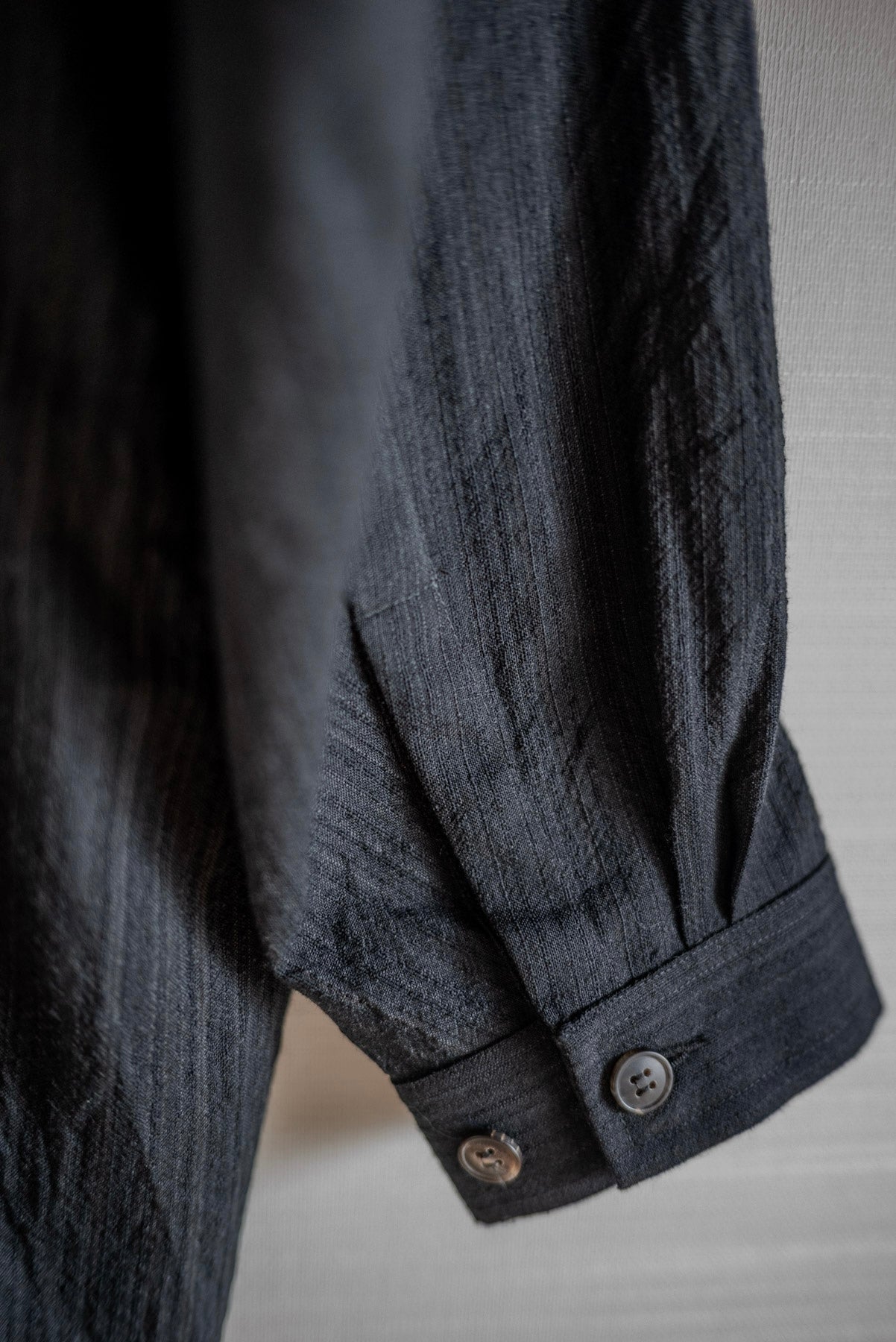 JAN-JAN VAN ESSCHE SHIRT JACKET WITH HIGH STANDING COLLAR DARK STRIPED